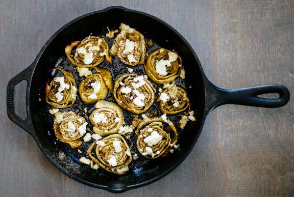 cast iron skillet roasted fennel with goat cheese