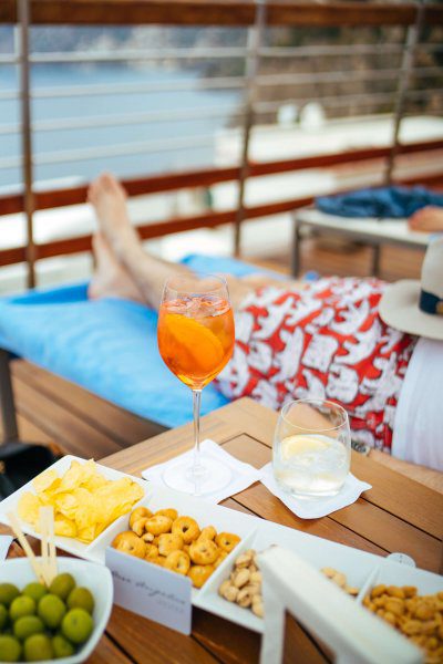 Aperol spritz by the pool at Casa Angelina Lifestyle Hotel in Praiano Italy, The Taste Edit