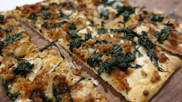 flatbread with sausage pizza