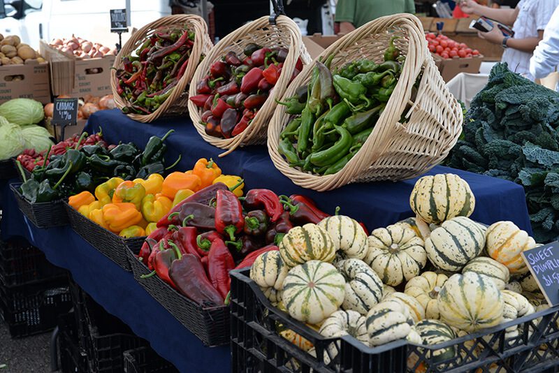cuesa farmers market squash and peppers