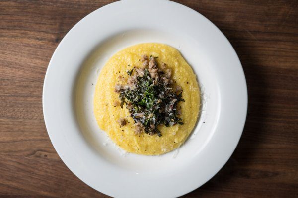 Polenta with Sausage and Beet Greens