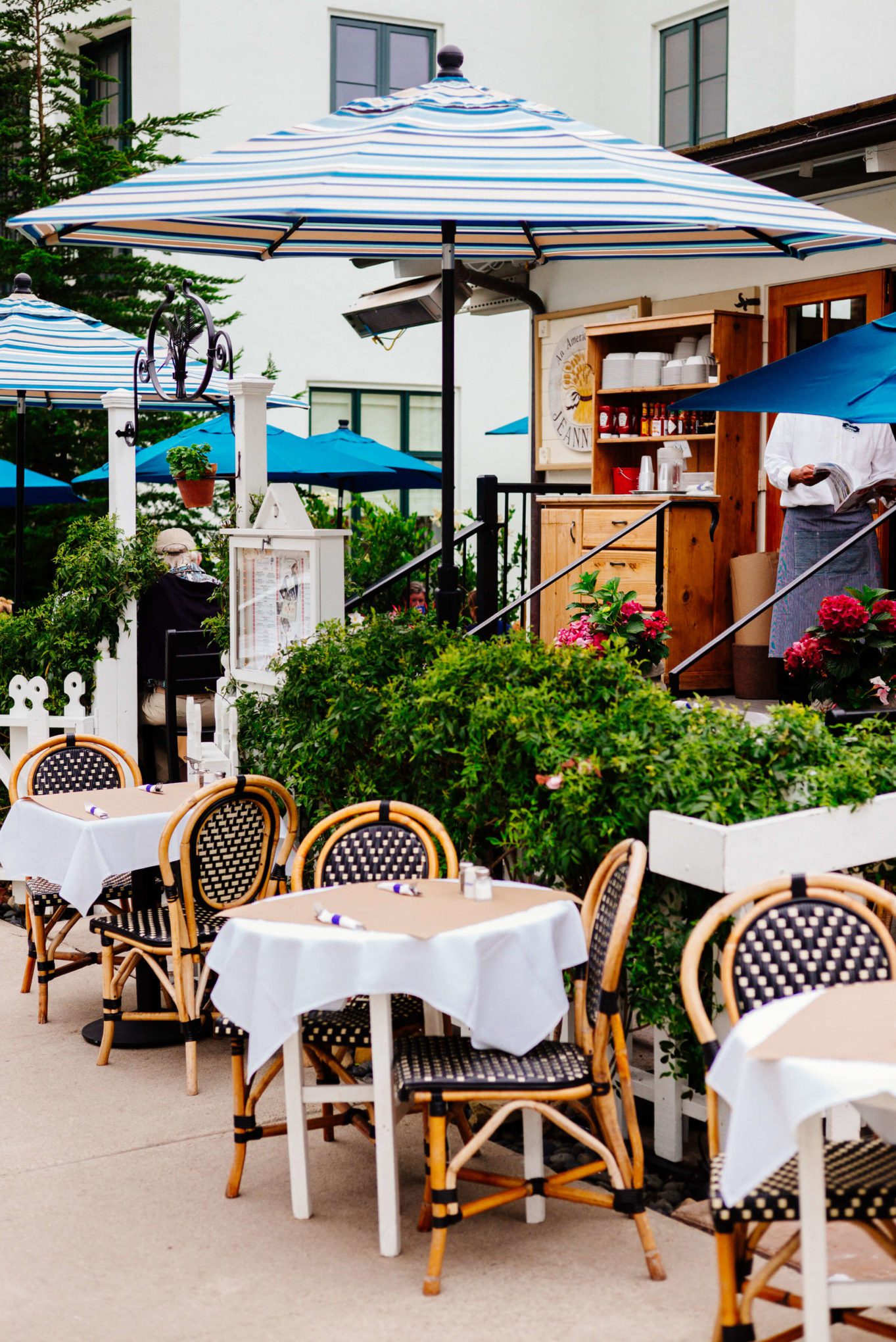 the patio outside at Jeannine's in montecito