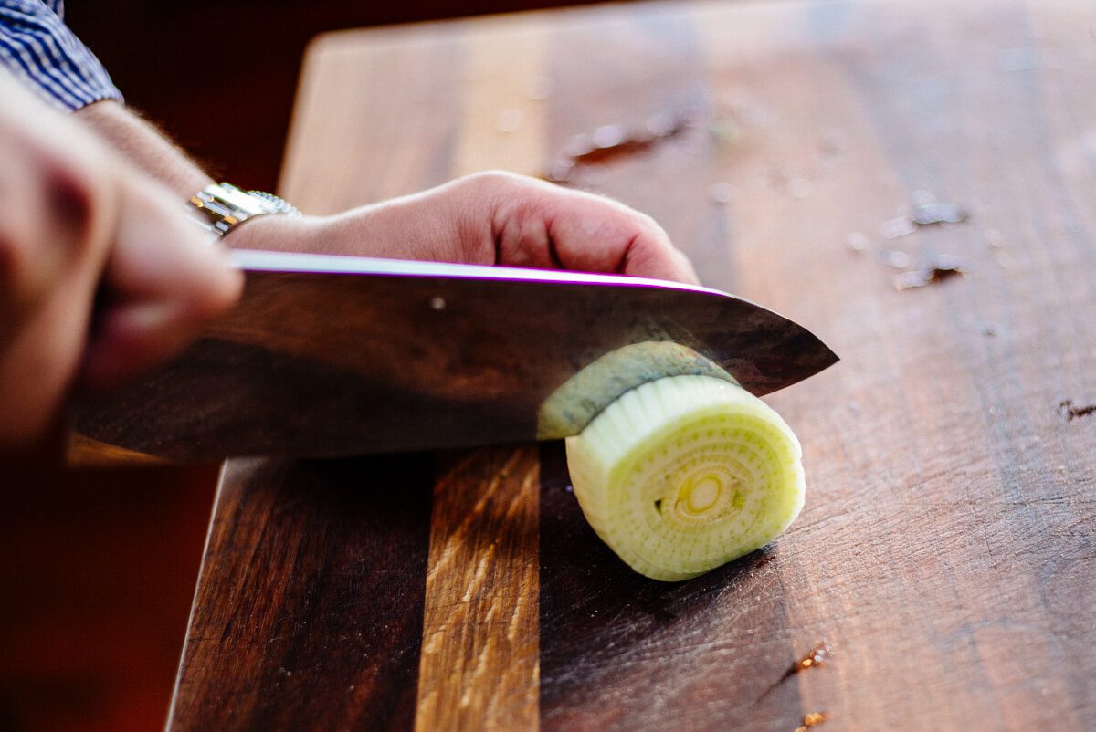 Cutting fennel with this custom knife from Town Cutler