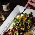 Dressing The Taste Edit's grilled stone fruit salad paired with crawford family winery