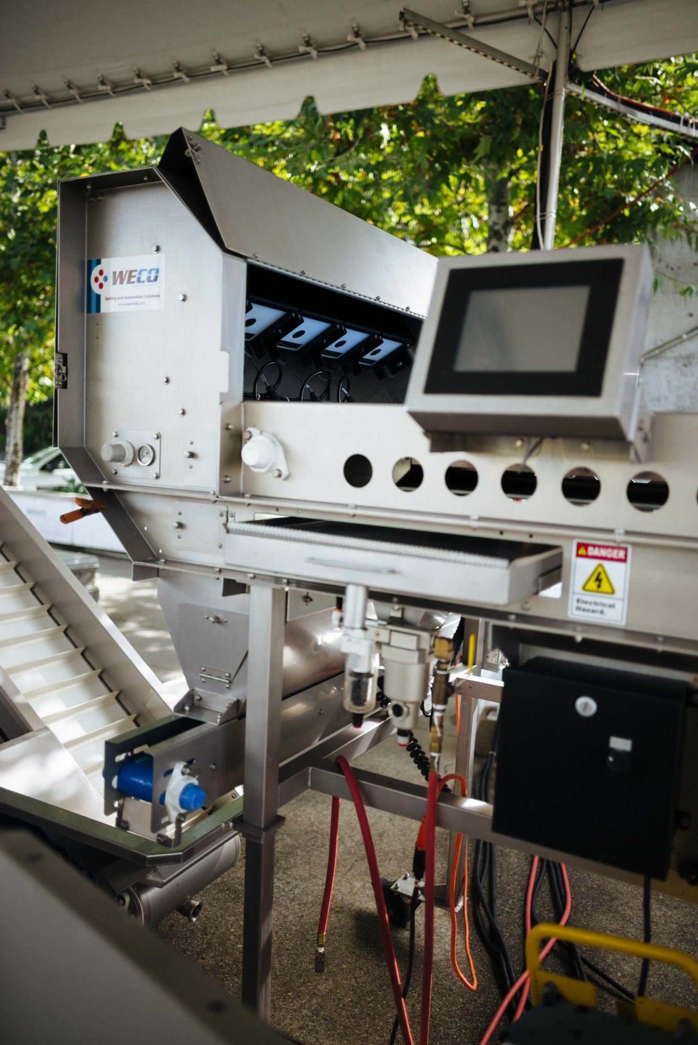 Quintessa winery sorting tables in Napa Valley