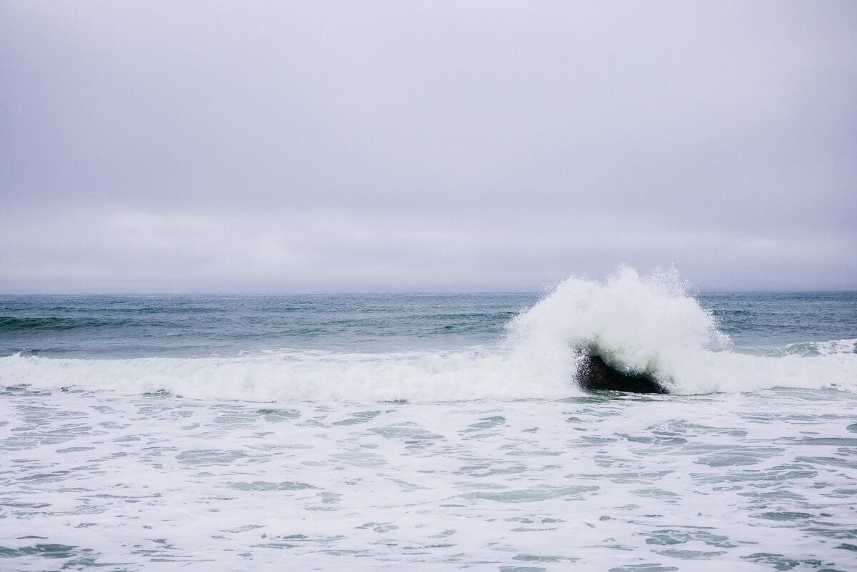 The ocean wave breaking at The Ritz-Carlton Half Moon Bay