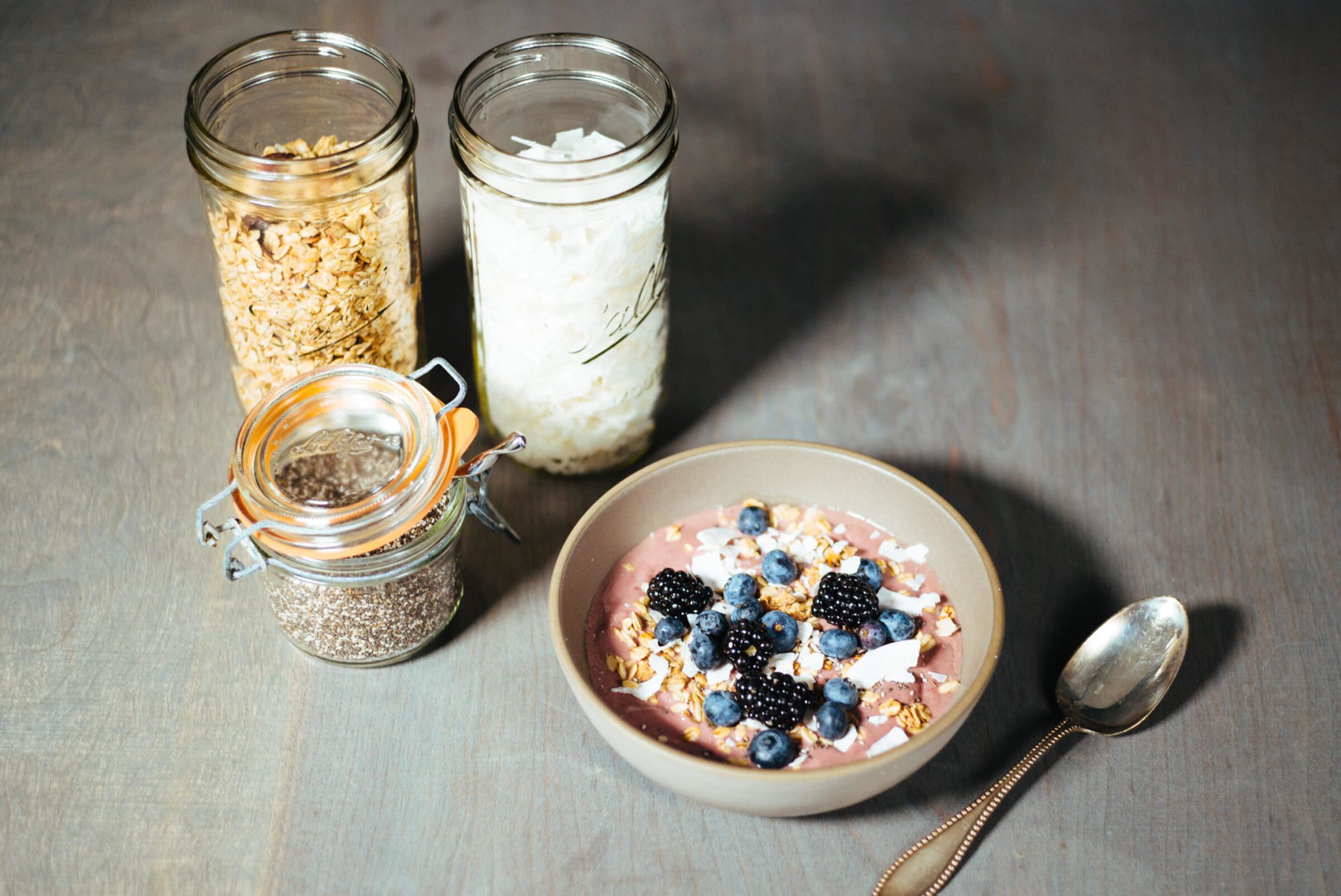 Acai bowl with berries and coconut