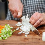 Learn how to make mirepoix easily and cut or dice an onion | thetasteedit.com #recipe #food #vegetable #knife #onion