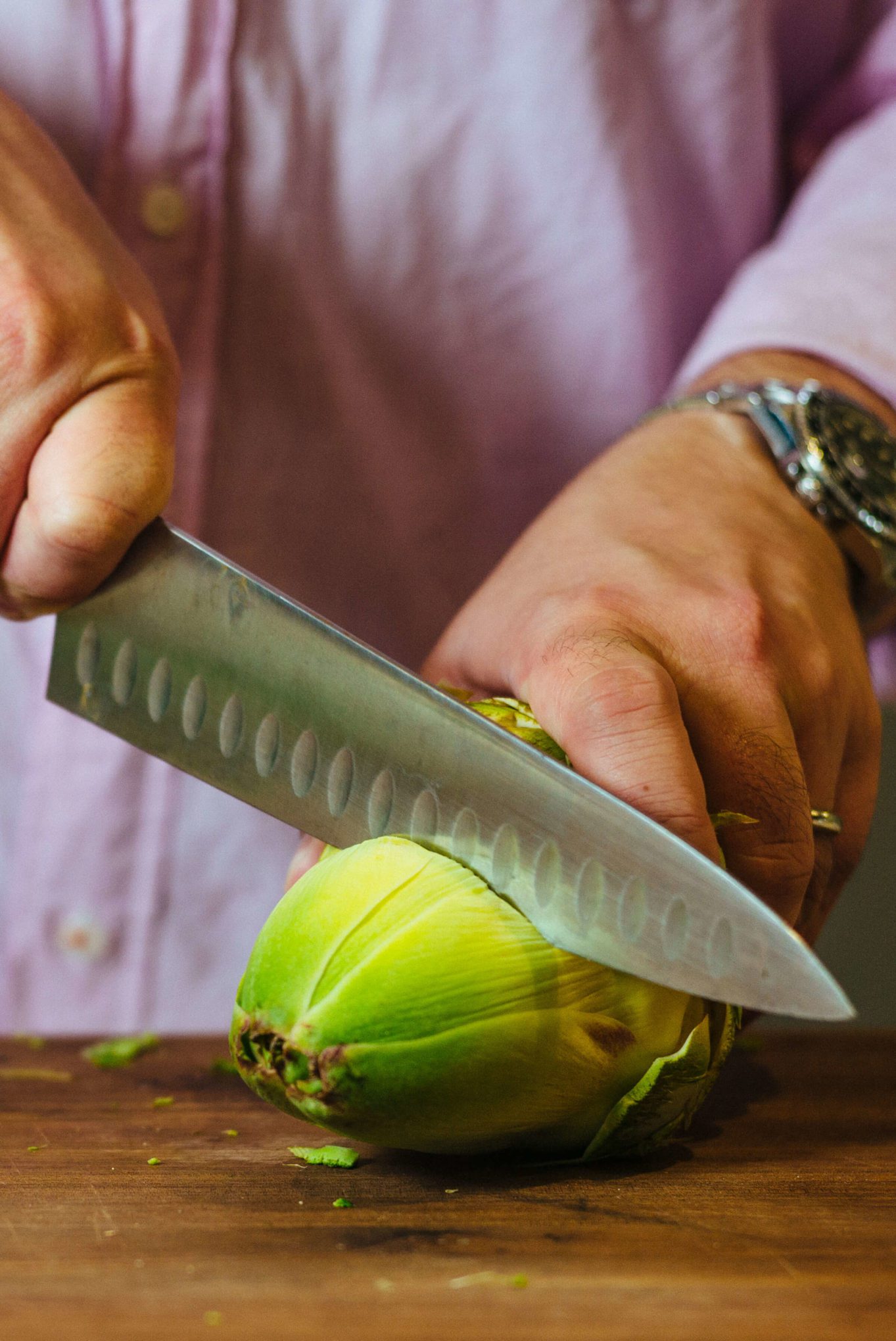 how to trim an artichoke - cut off the top