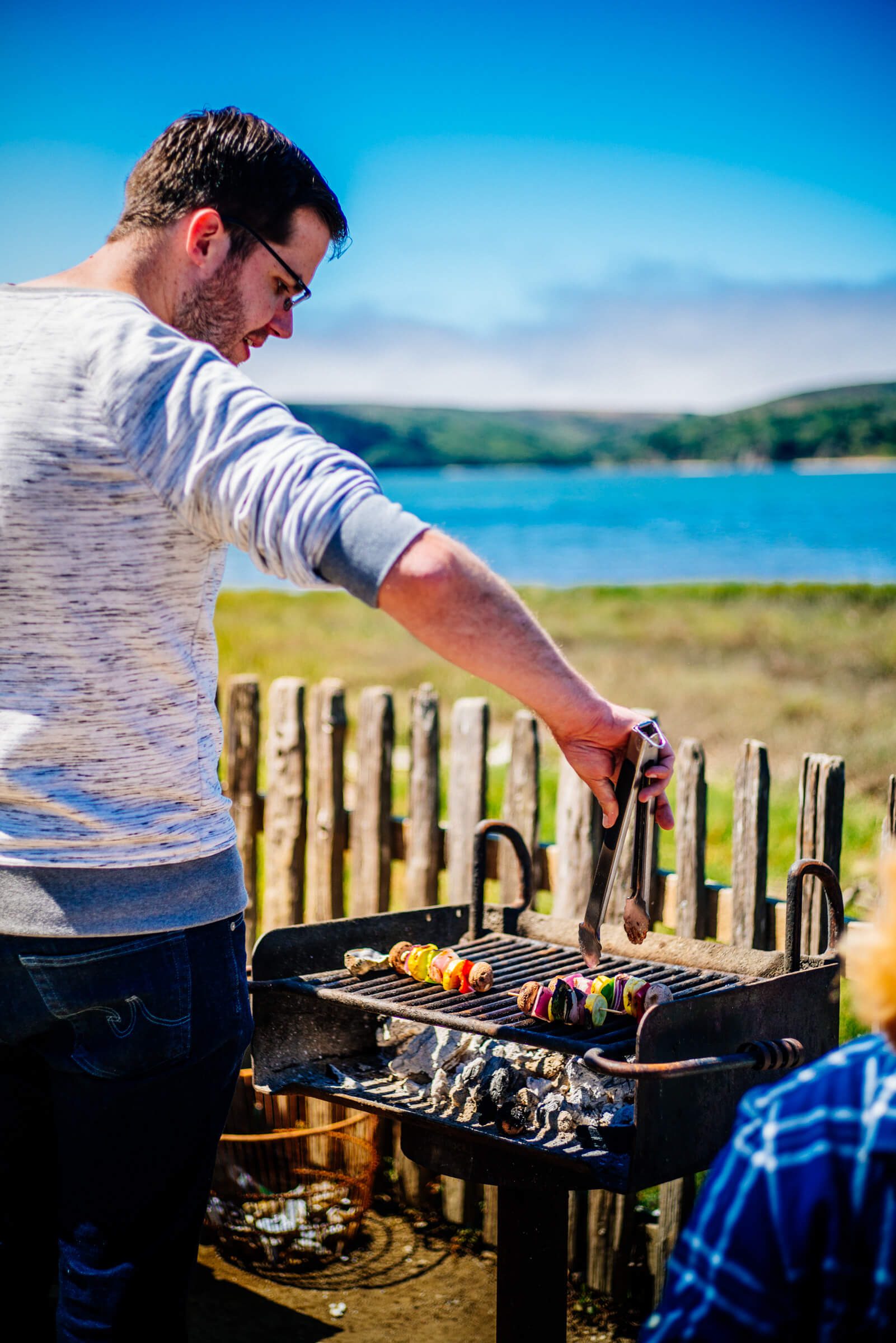 Grilling at Hog Island Oyster Farm in Marshall, Ca - Tamales Bay