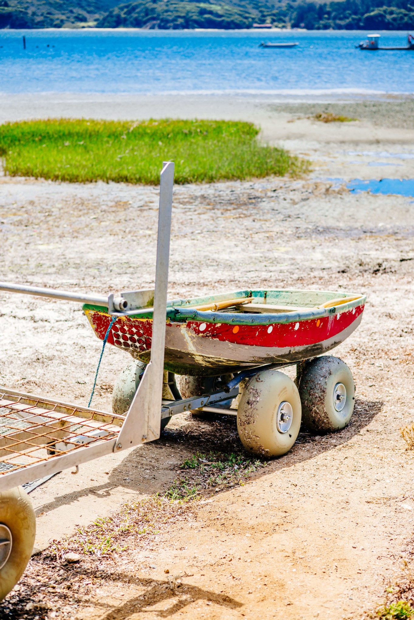 Boat at Hog Island Oyster Farm in Marshall, Ca - Tamales Bay