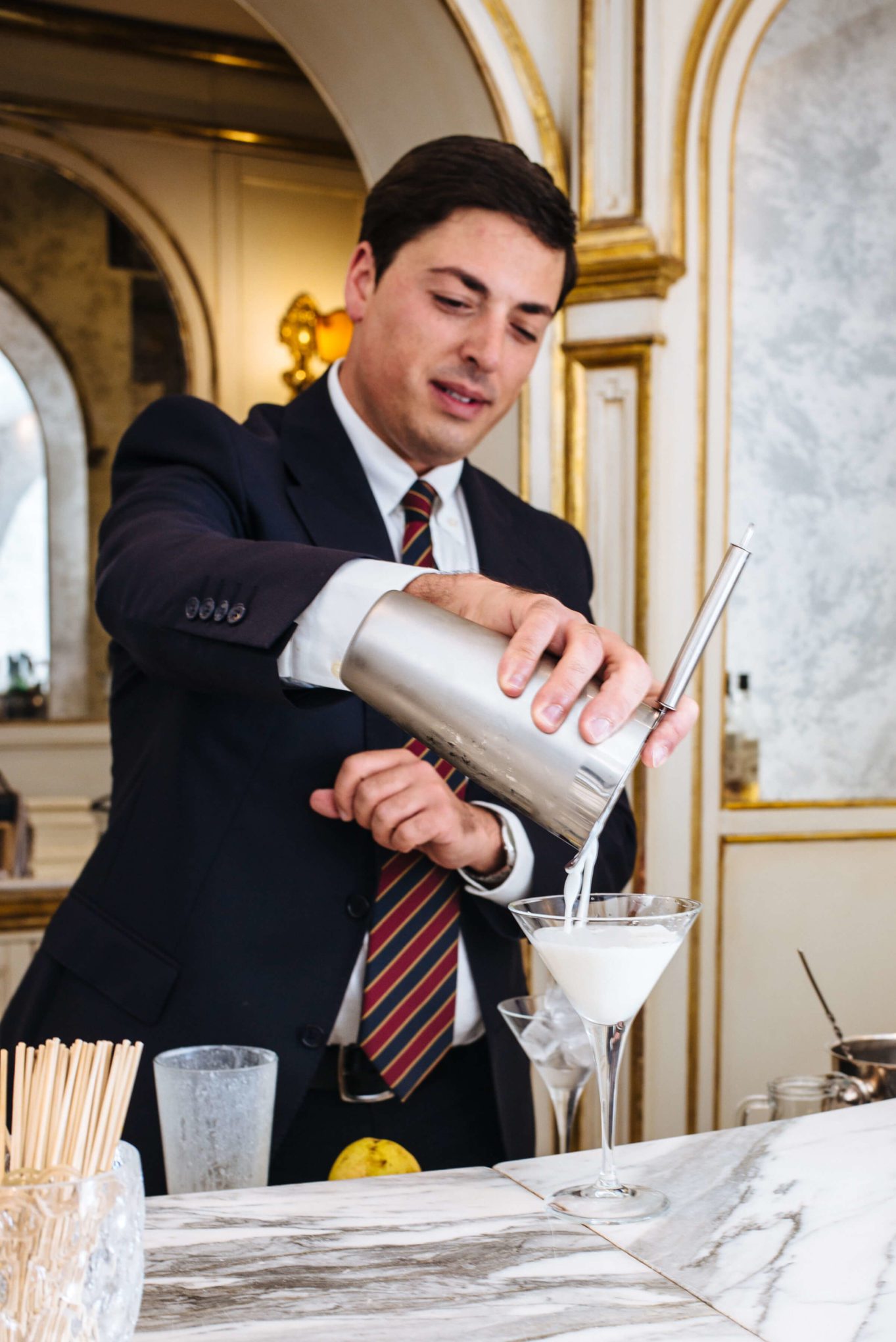 Stefano Amato making the best pear and ricotta martini at Palazzo Avino in Ravello Italy, the taste edit