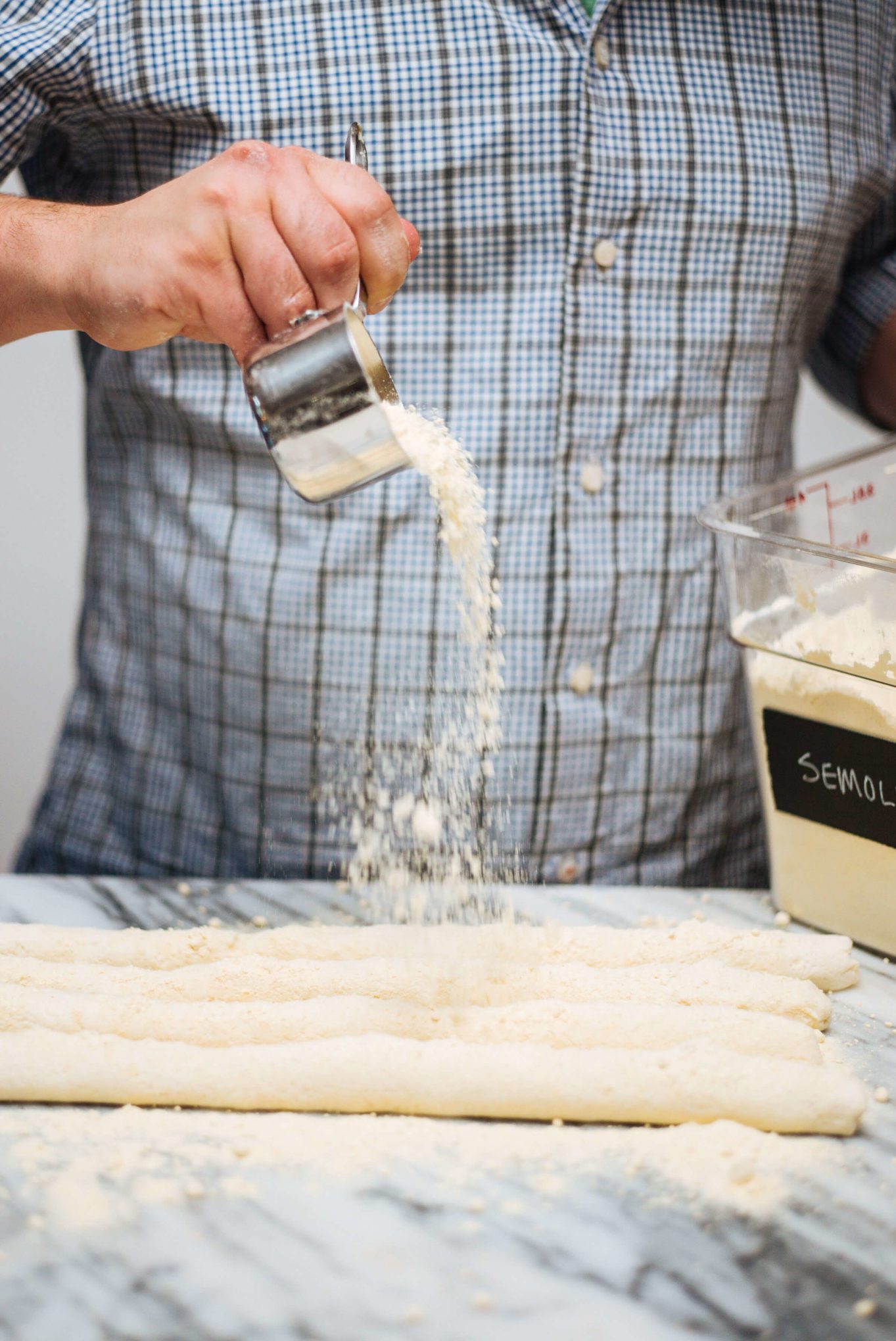  how to make Ricotta Gnocchi: sprinkle with semolina flour