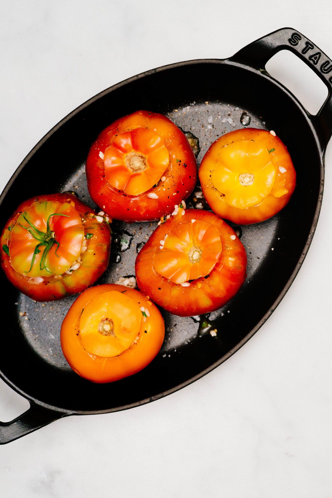 Tomatoes ready to cook for tomato confit risotto