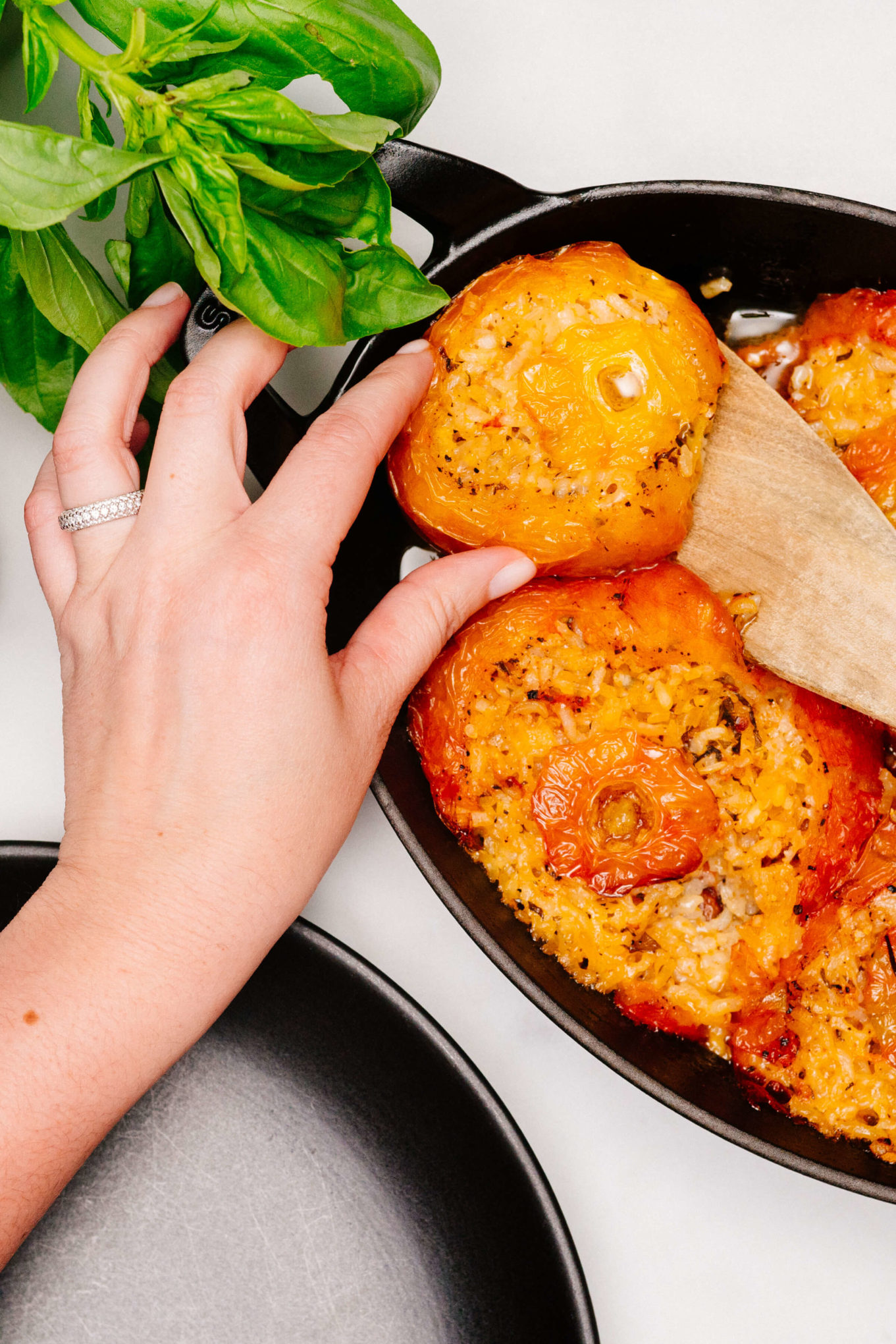 Serving tomato confit risotto for lunch or dinner