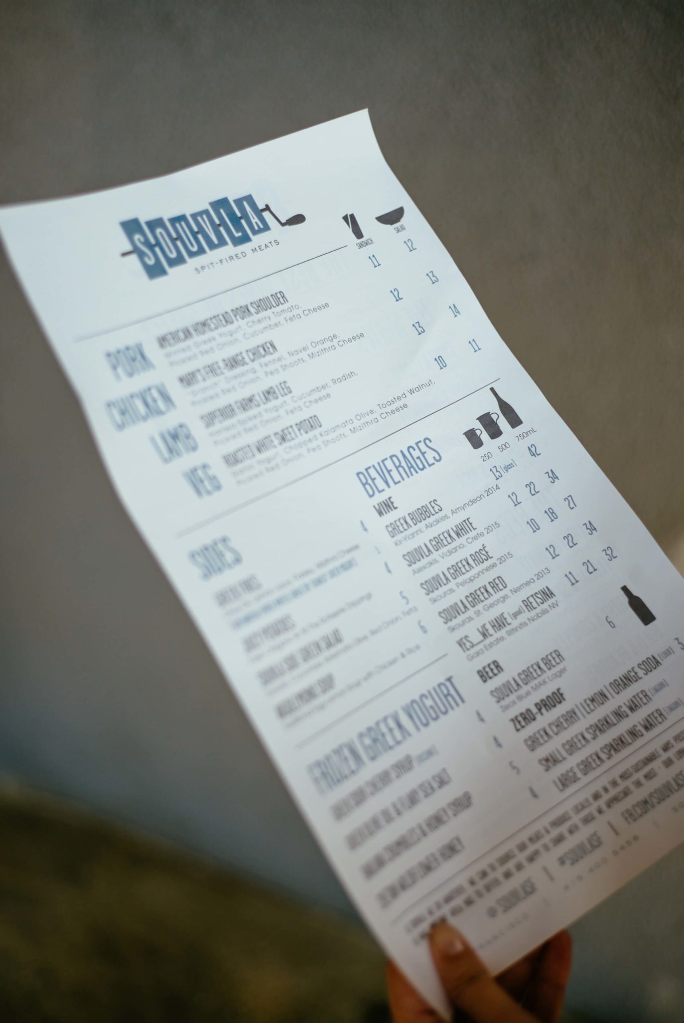 Souvla Greek restaurant in Nopa's menu