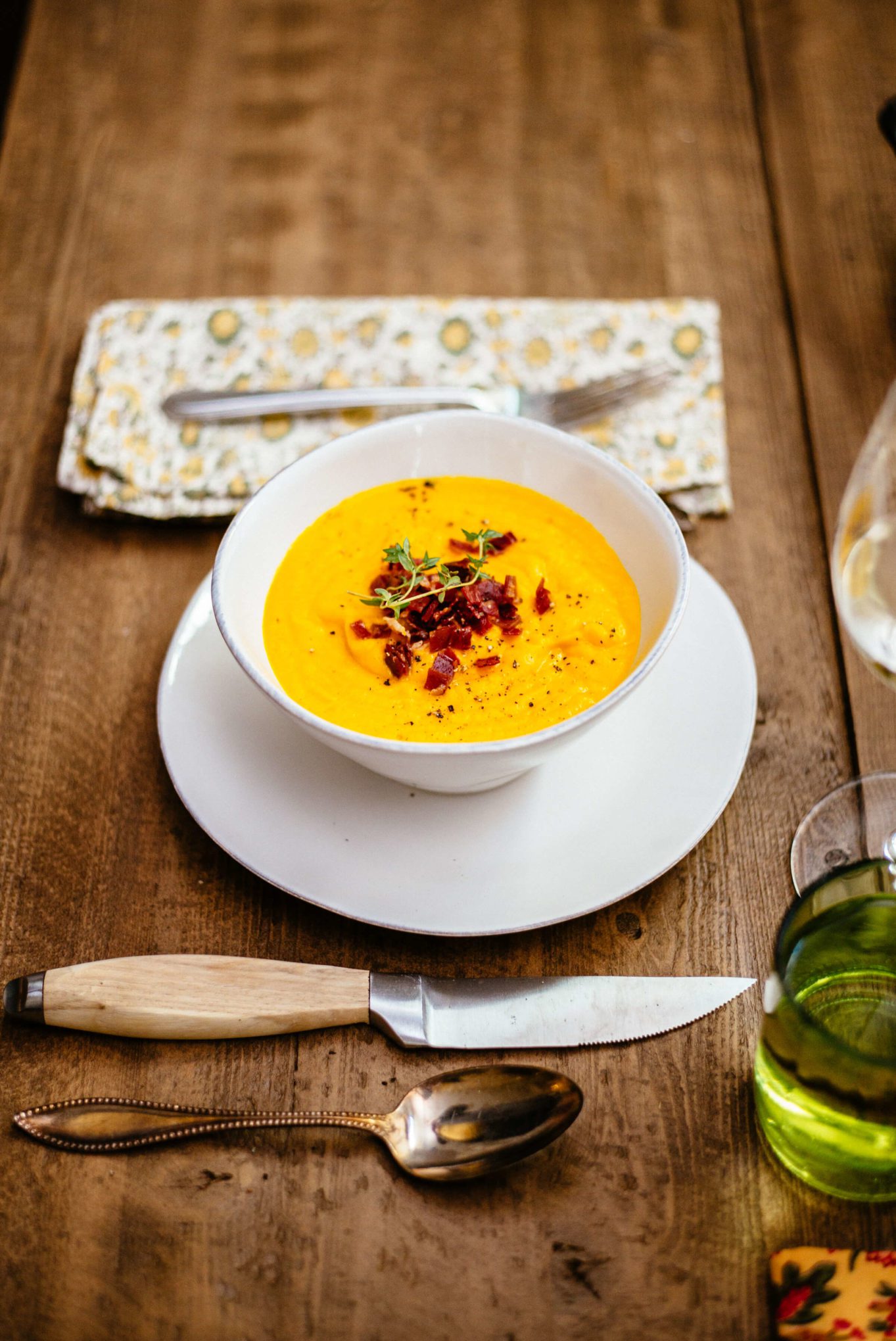 This is the best Squash Soup with Crispy Prosciutto 