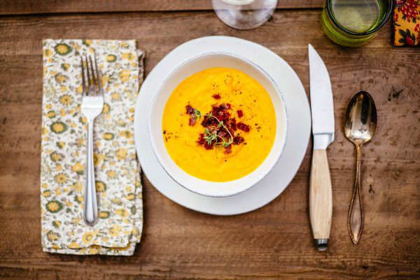 Try this recipe for Roasted Kabocha Squash Soup with Crispy Prosciutto