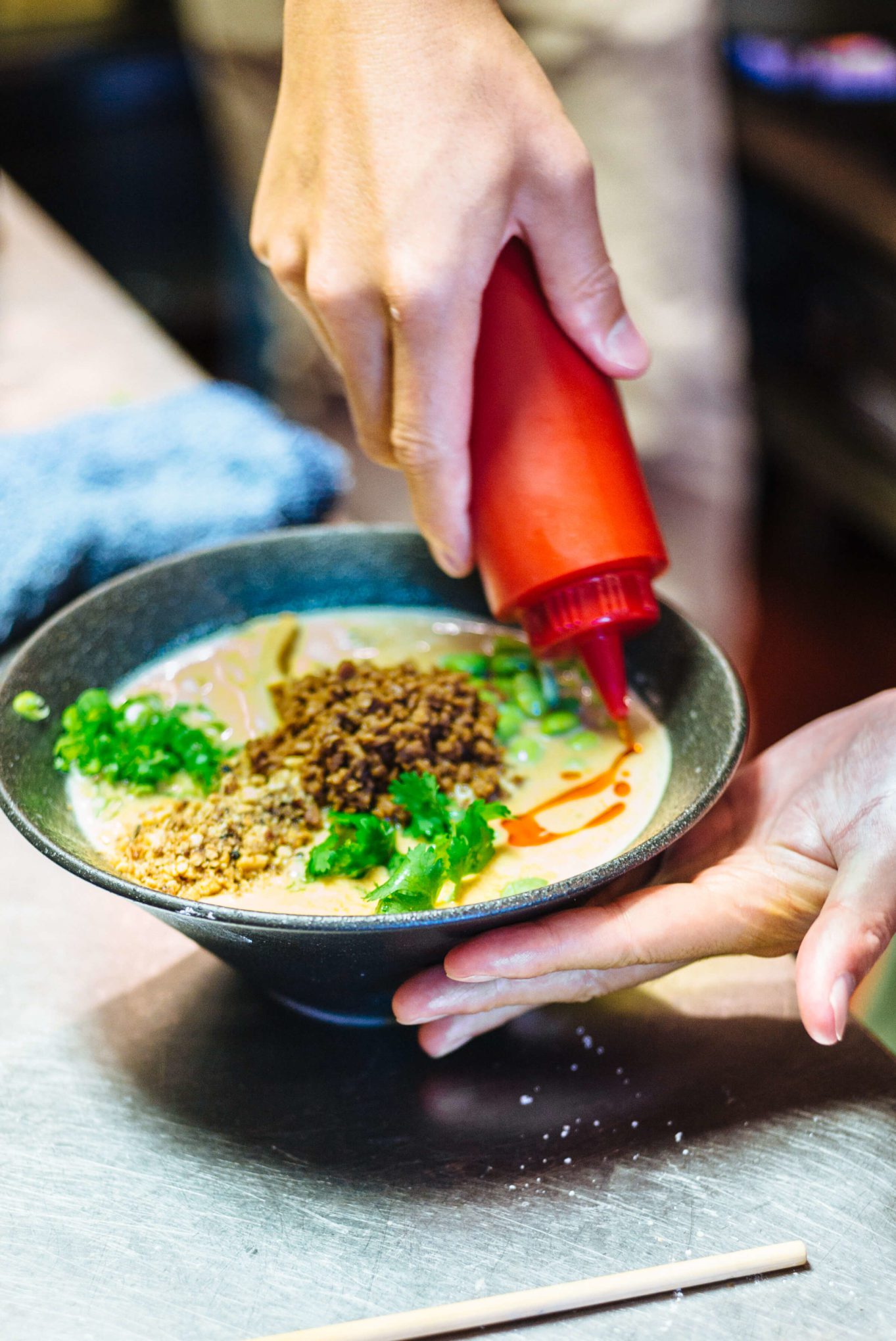 mensho tokyo sf chef and owner Tomoharu Shono builds the vegan ramen for the taste edit
