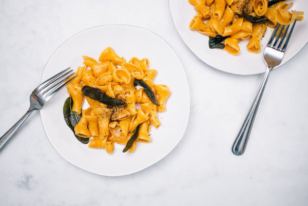 15 minute Pumpkin Pasta with sage and brown butter