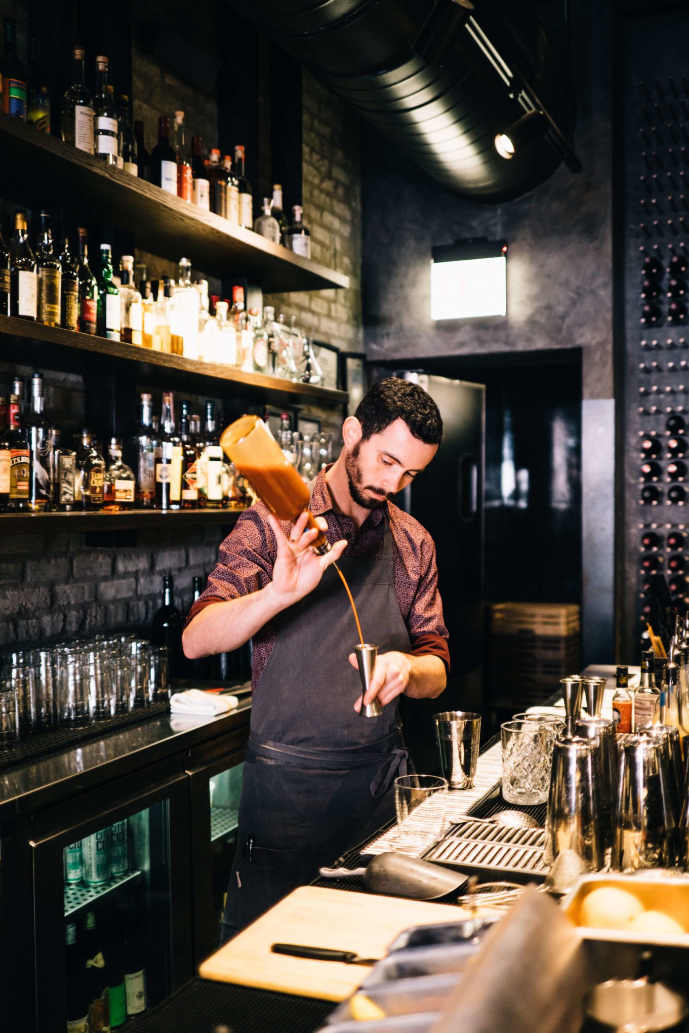 Making cocktails Billy Pilgrim's Breakfast at Roister, an Alinea Restaurant, in Fulton Market Chicago with The Taste Edit 