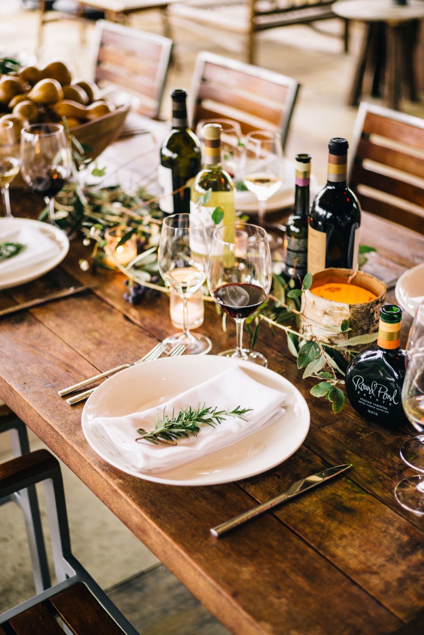 The Taste Edit sets a table for thanksgiving or friends giving at a winery in napa