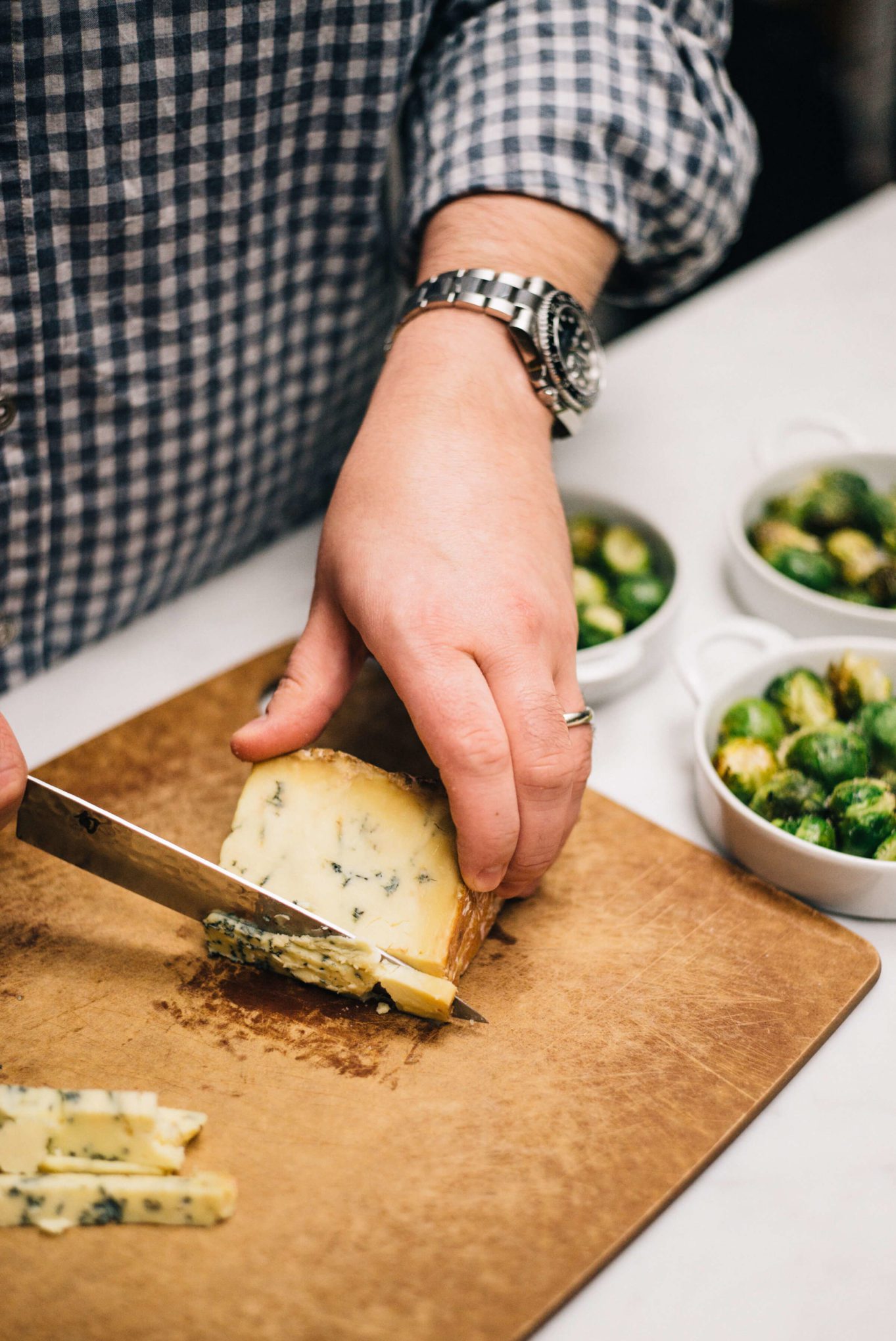 Adds stilton cheese to this Chef'n Twist n Sprout on brussels sprouts baked with blue cheese - the taste edit