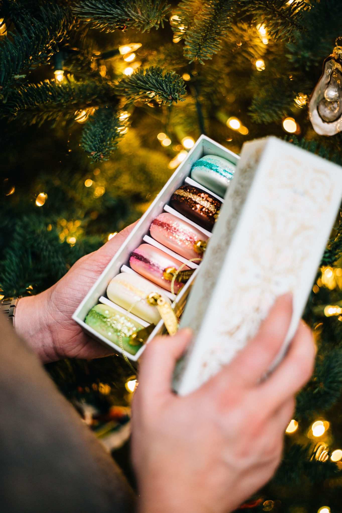 Ornaments decorating the christmas tree with the taste edit