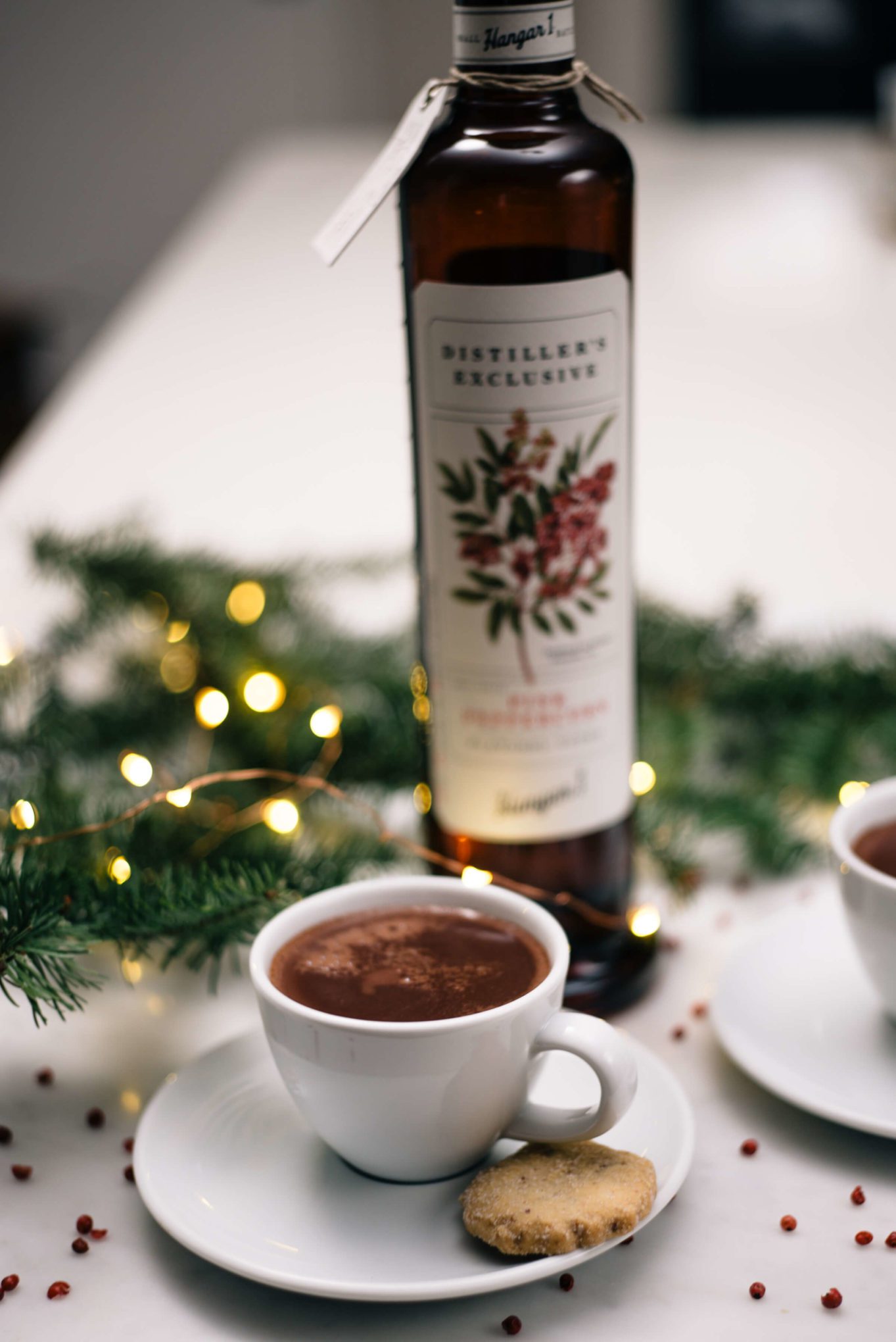 The Taste Edit makes Pink Peppercorn hot Chocolate with Hangar One Vodka a distiller exclusive