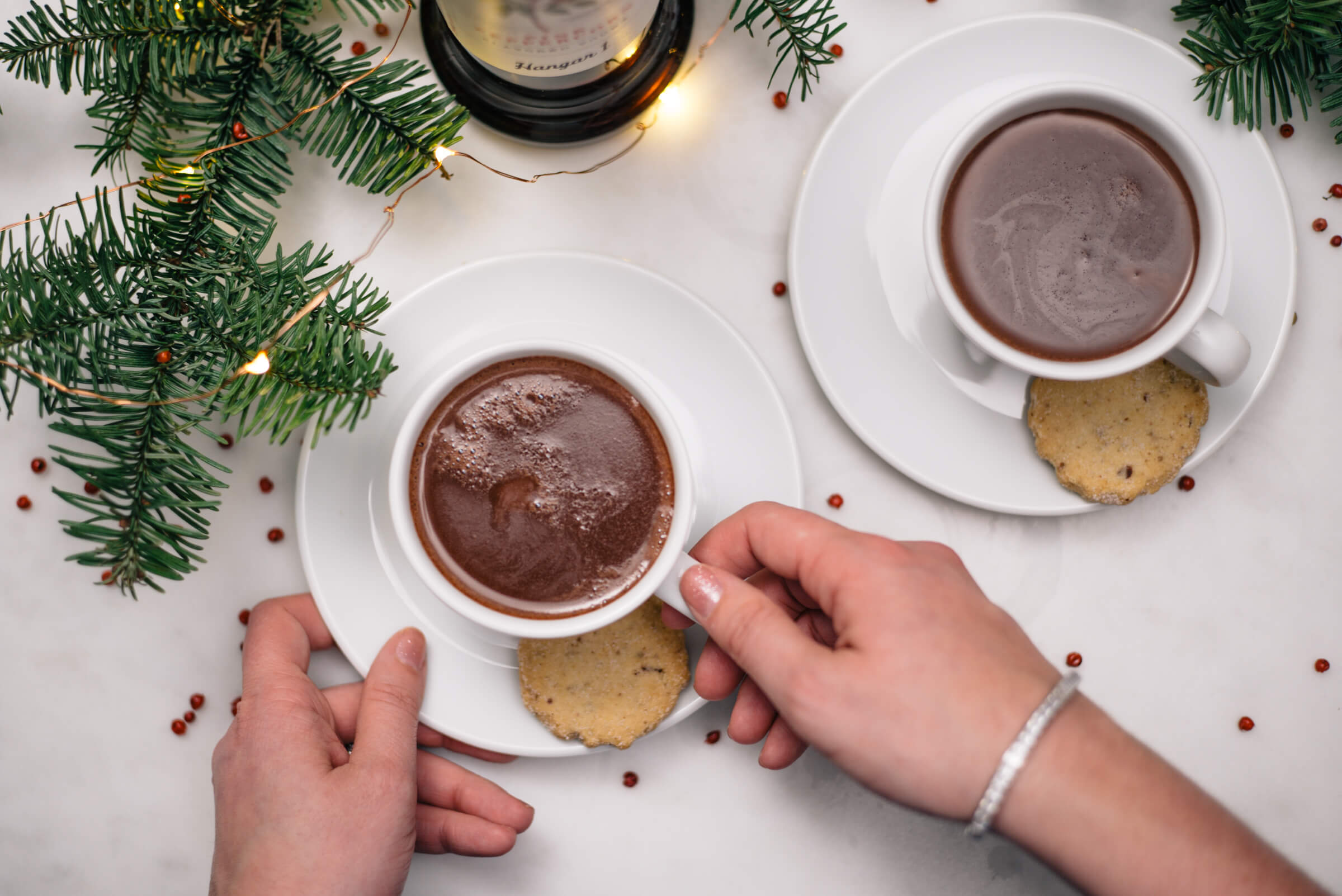 The Taste Edit makes Pink Peppercorn hot Chocolate with Hangar One Vodka a simple hot cocktail for when it's chilly outside