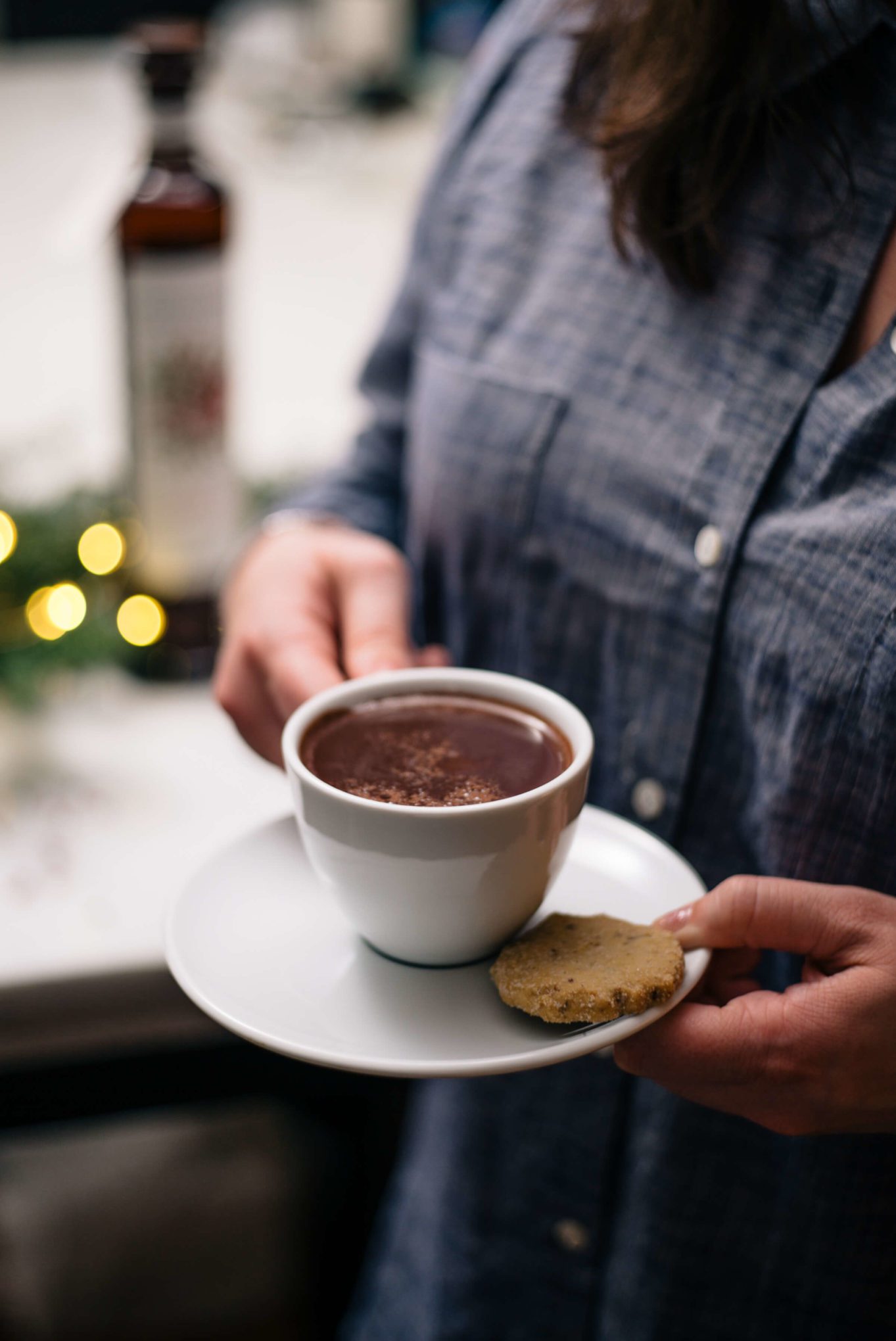 The Taste Edit makes Pink Peppercorn hot Chocolate with Hangar One Vodka for Christmas and winter