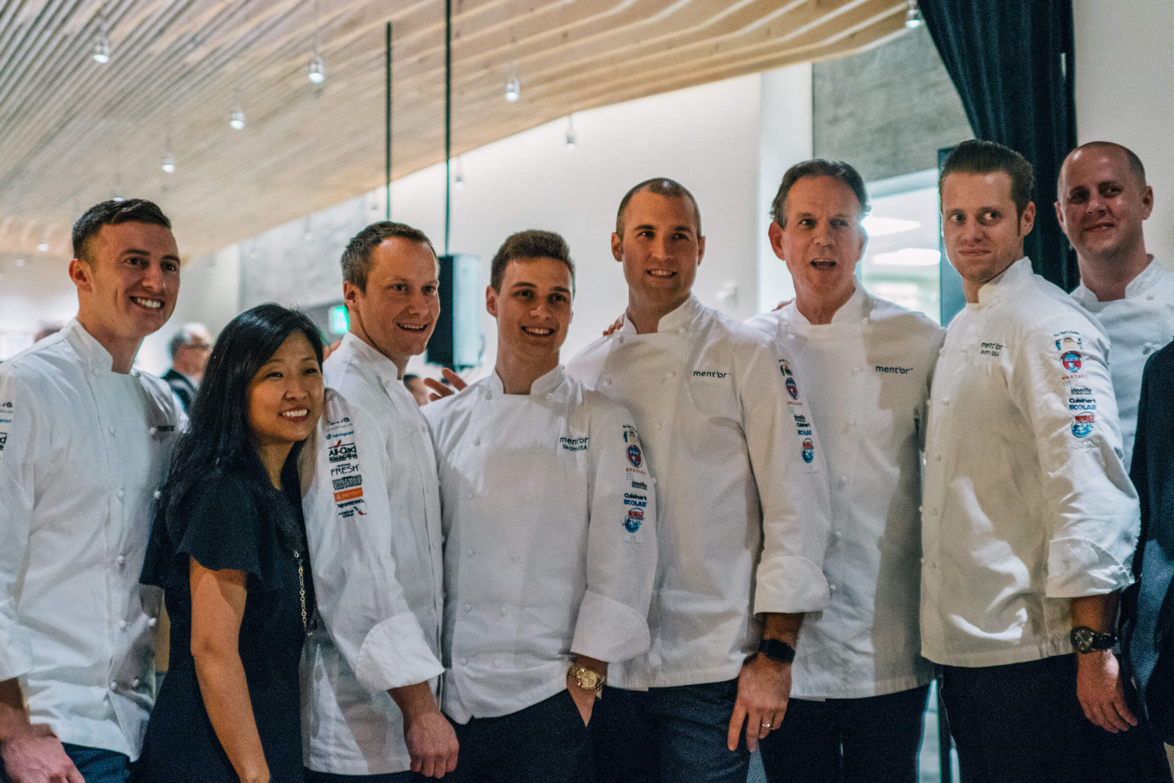 San Francisco Chronicle food editor Paolo Lucchesi and included Team USA 2017-Head Chef Mathew Peters, Commis Harrison Turone, Head Coach and 2015 Silver Medalist, Philip Tessier and ment’or President Chef Keller at Ment'or BKB's send off celebration for Team USA 2017 to the Bocuse D'or with The Taste Edit 