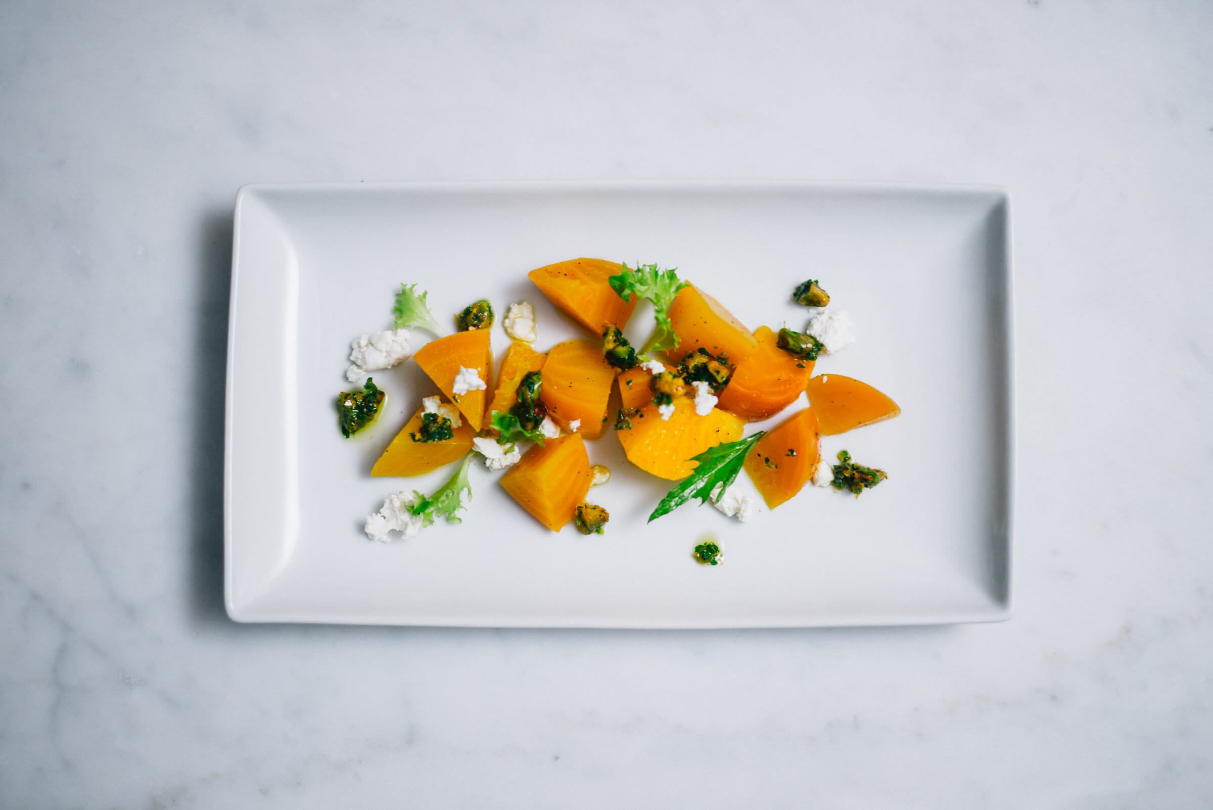 Golden Pickled Beets with Goat Cheese Salad With Pistachios made by The Taste Edit