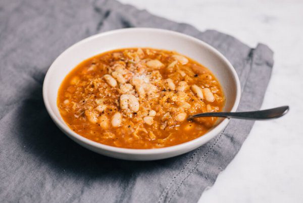 Vegetarian White bean and savoy cabbage soup made by The Taste Edit kitchen