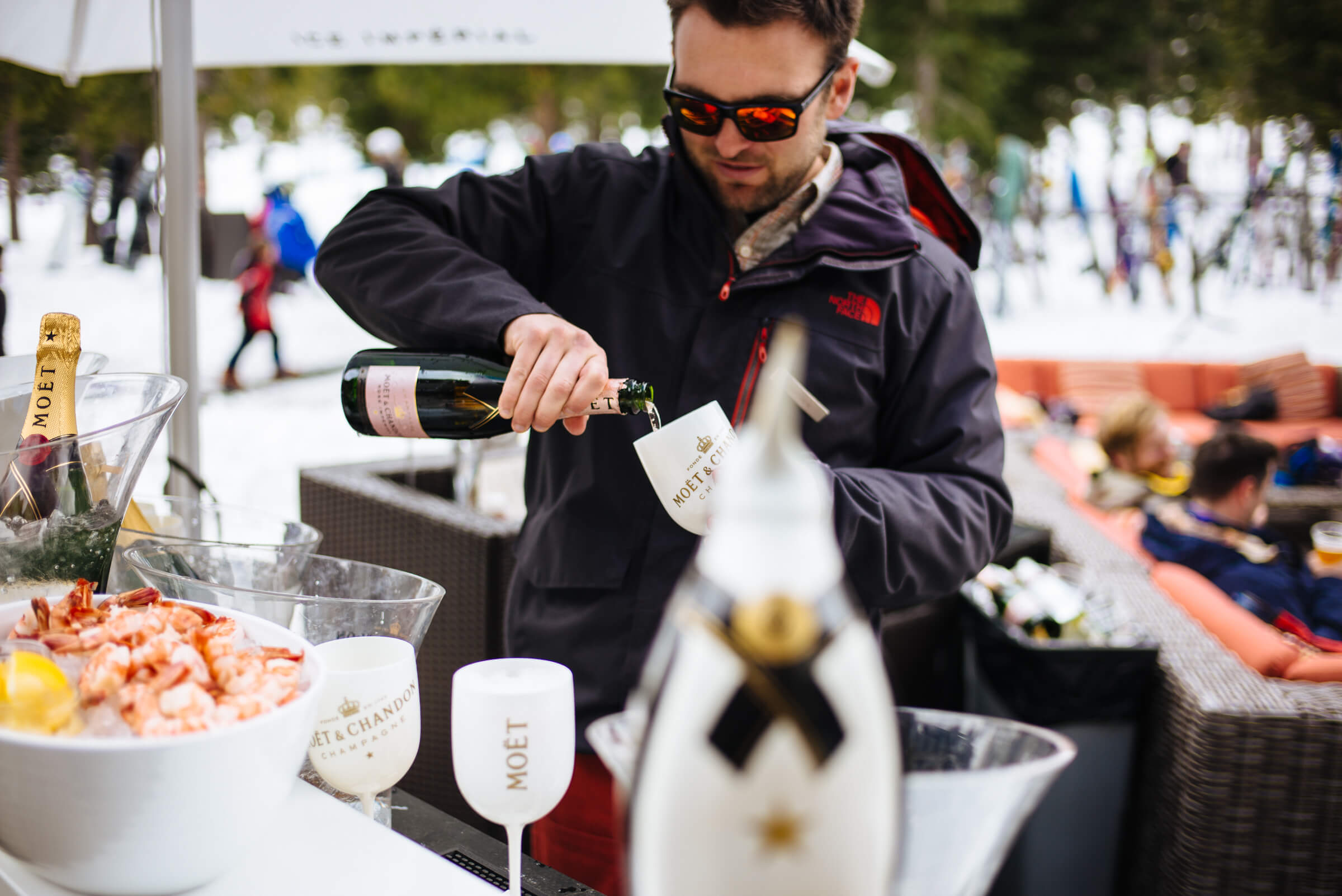 The Ritz-Carlton Lake Tahoe Apres Ski with shrimp and Moet Chandon, The Taste Edit