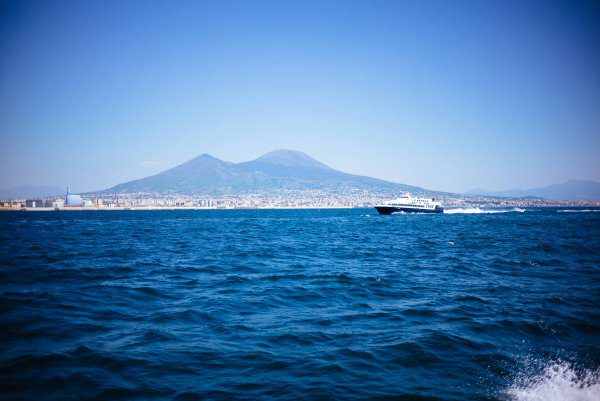 Mount Vesuvius from the high speed ferry from Napoli to Capri