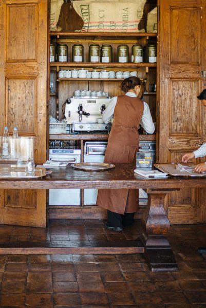 Preparing cappuccino for breakfast at Palazzo Seneca, Norcia Umbria, The Taste Edit