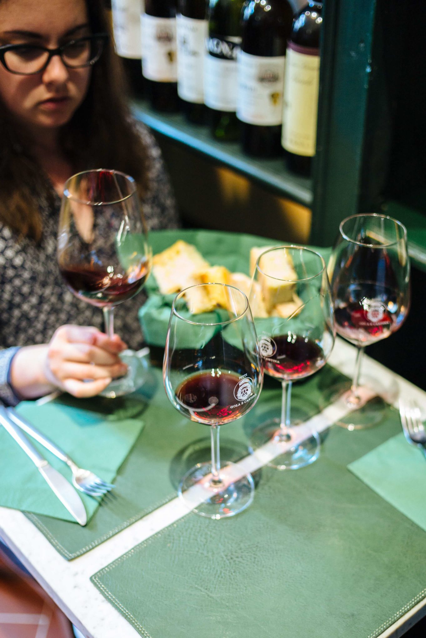 Tasting flights of Chianti Classico in Florence at Enoteca Pitti