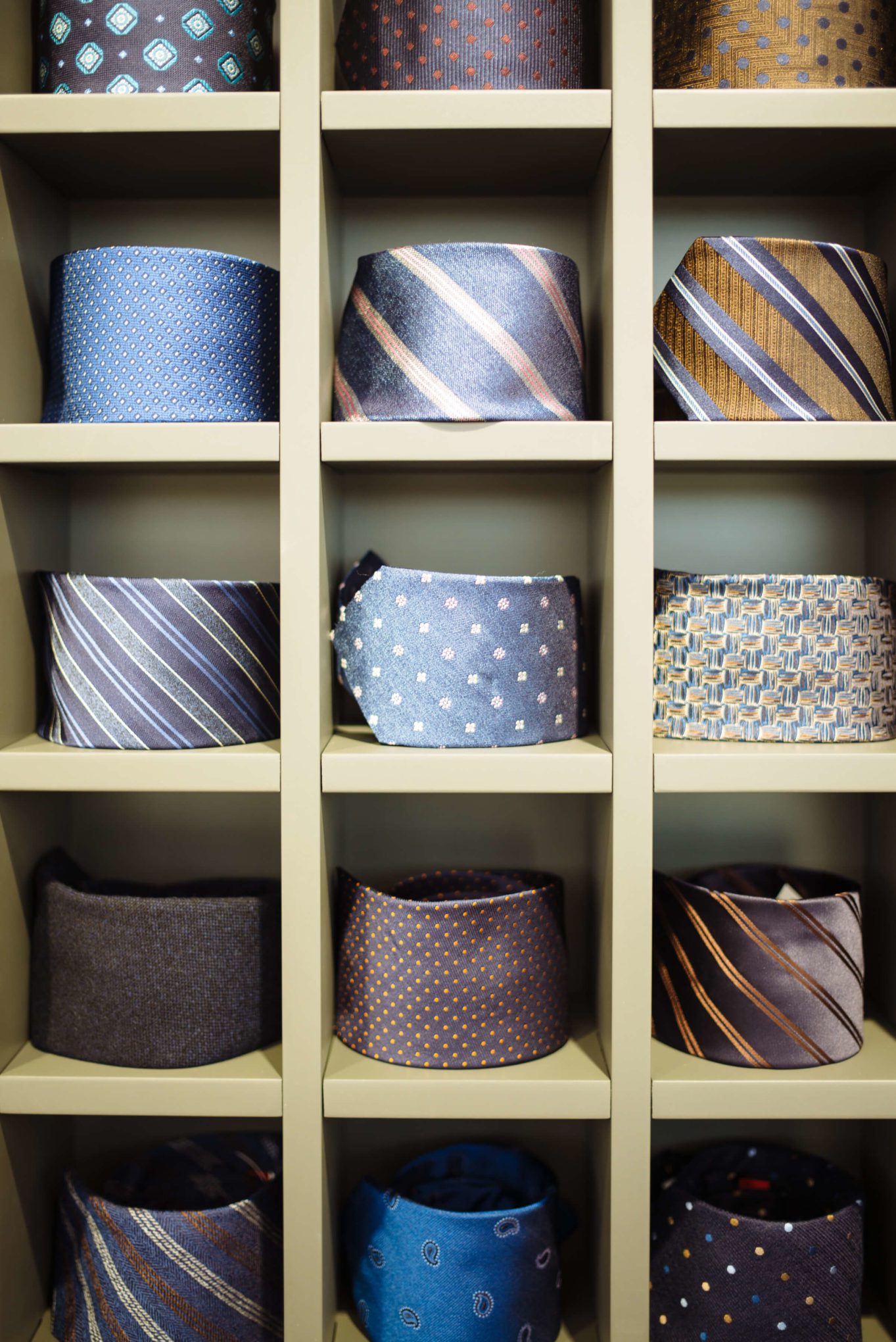 Silk Italian Ties at Isaia San Francisco Store, Neapolitan Isaia suits in the historic VC Morris Frank Lloyd Wright San Francisco, The Taste Edit