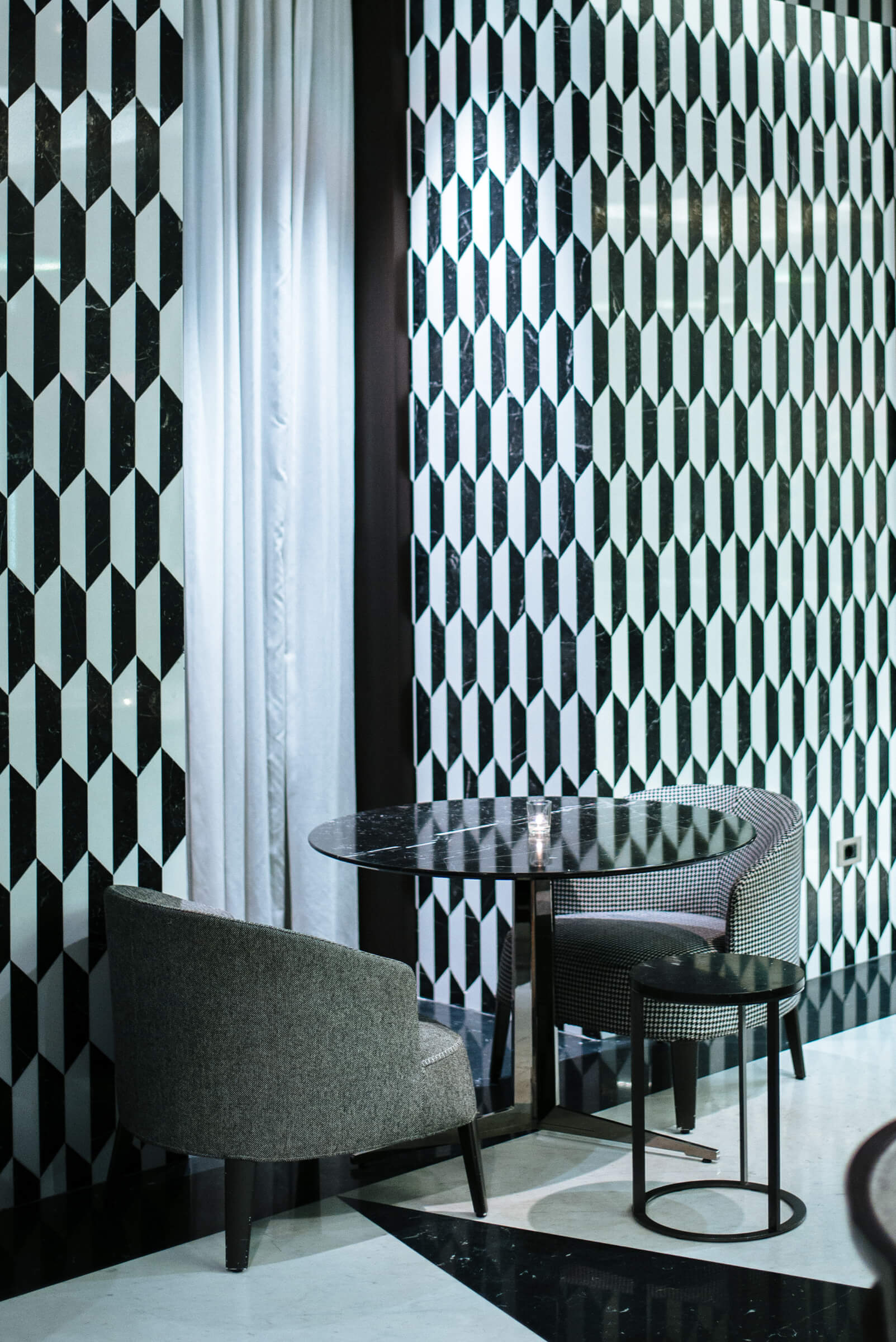 Black and white decor at Mandarin Oriental Bar in Milan, The Taste Edit