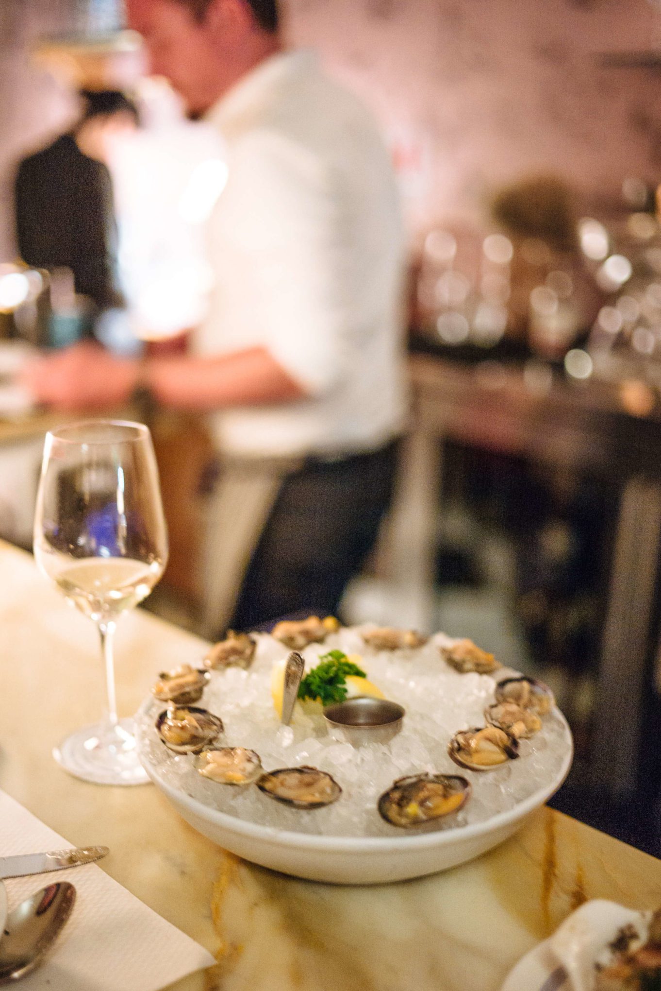 Clams from the raw bar at petit marlowe in San Francisco, The Taste Edit
