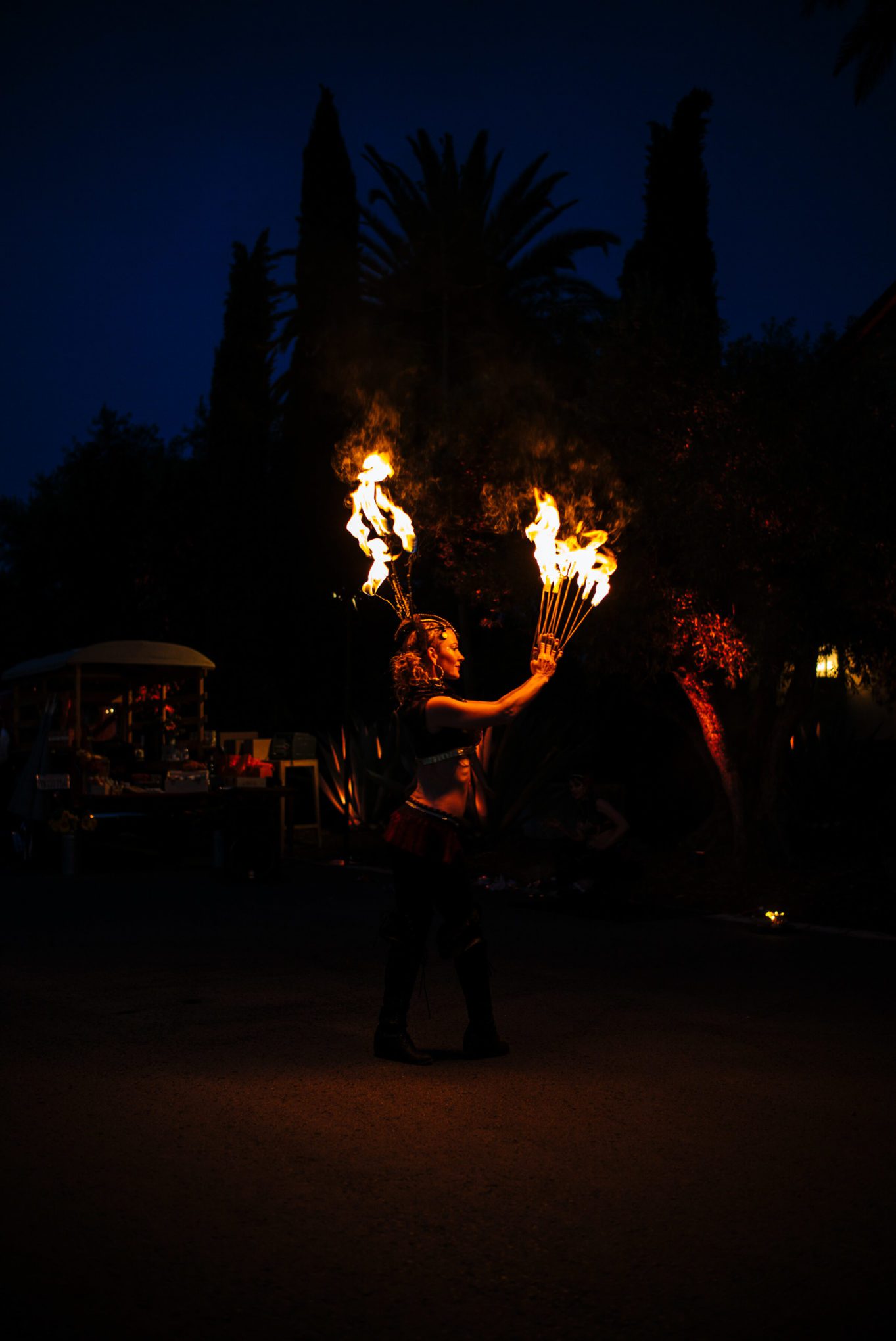 Fire dancers perform at Round Pond Estate Sunset Palm Dinner in Napa, The Taste Edit