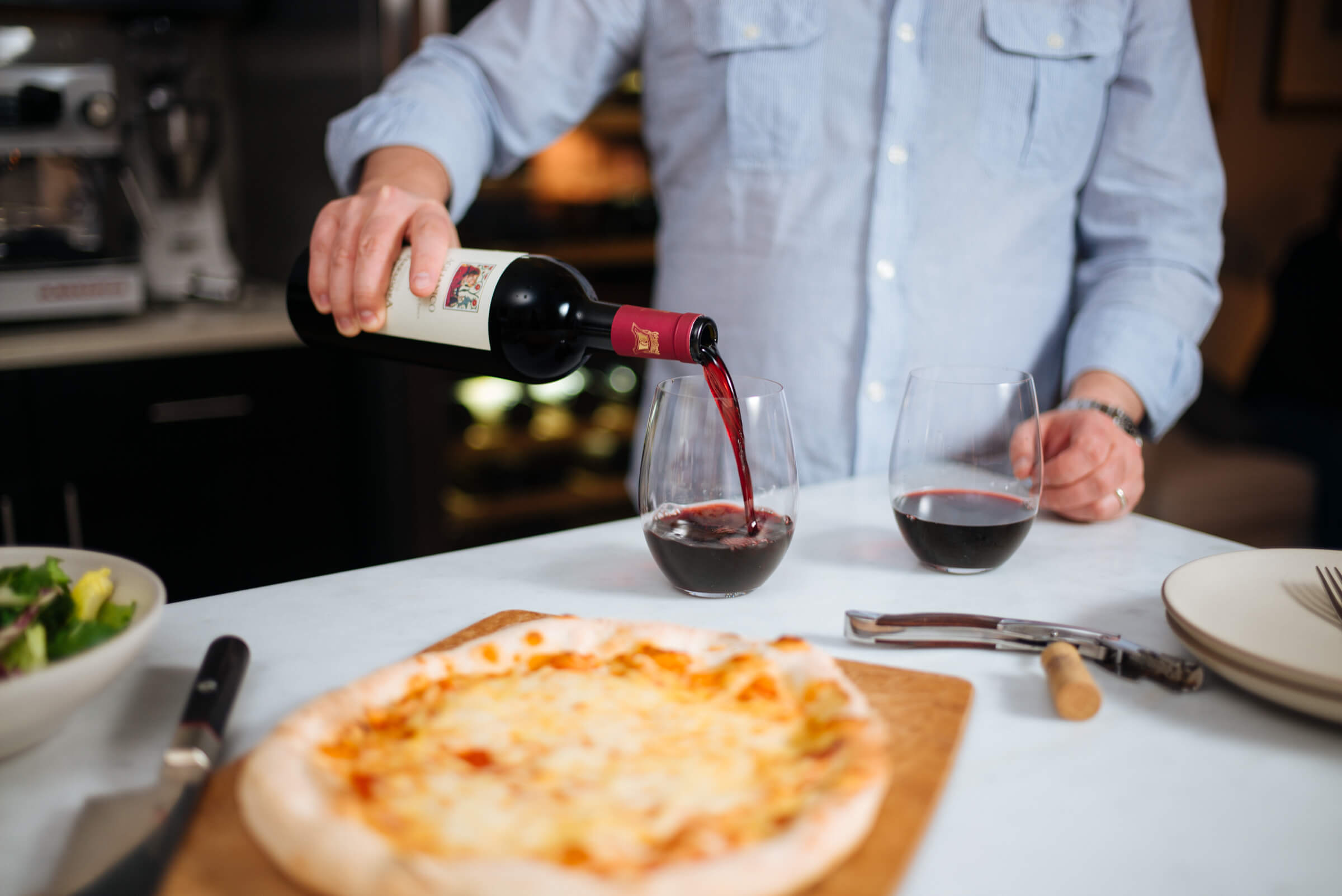 Choose an Italian wine from Whole Foods to pair with pizza for an easy dinner, The Taste Edit