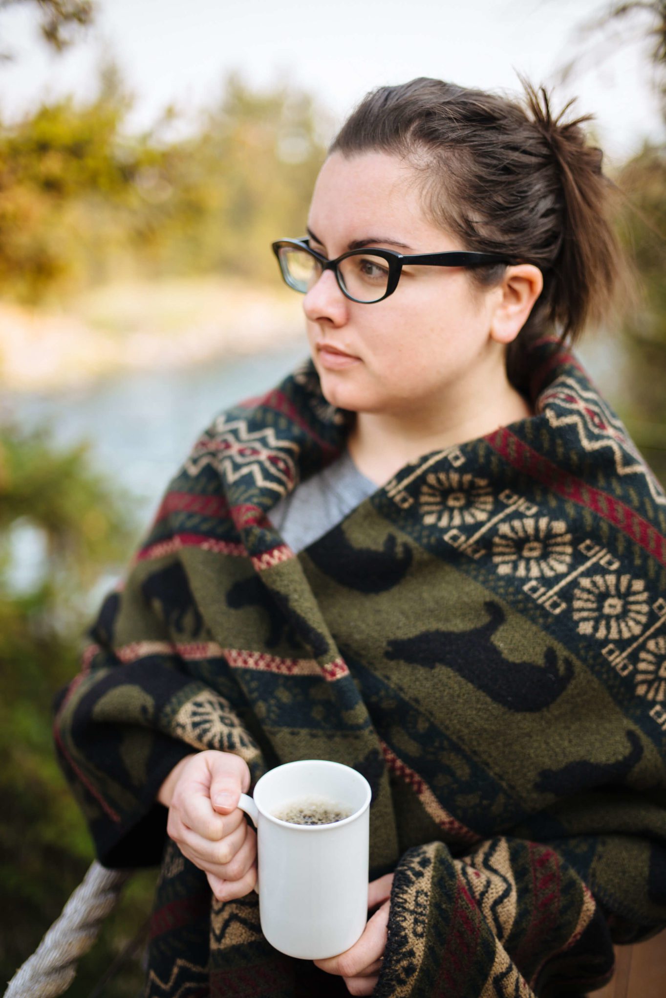 Enjoing a Montana Morning with coffee at the custom made to order breakfast at The Resort at Paws Up in Montana while Glamping, The Taste Edit