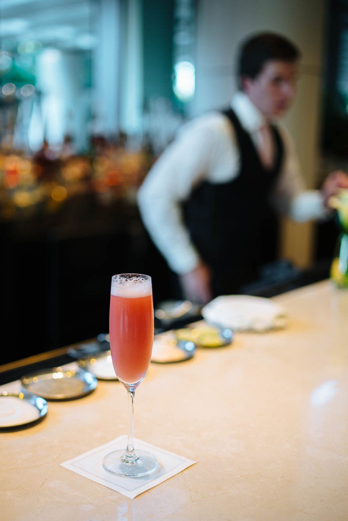 Lychee Raspberry Bellini at Jean-Georges Bar at the Waldorf Astoria Beverly Hills, Los Angeles, The Taste Edit