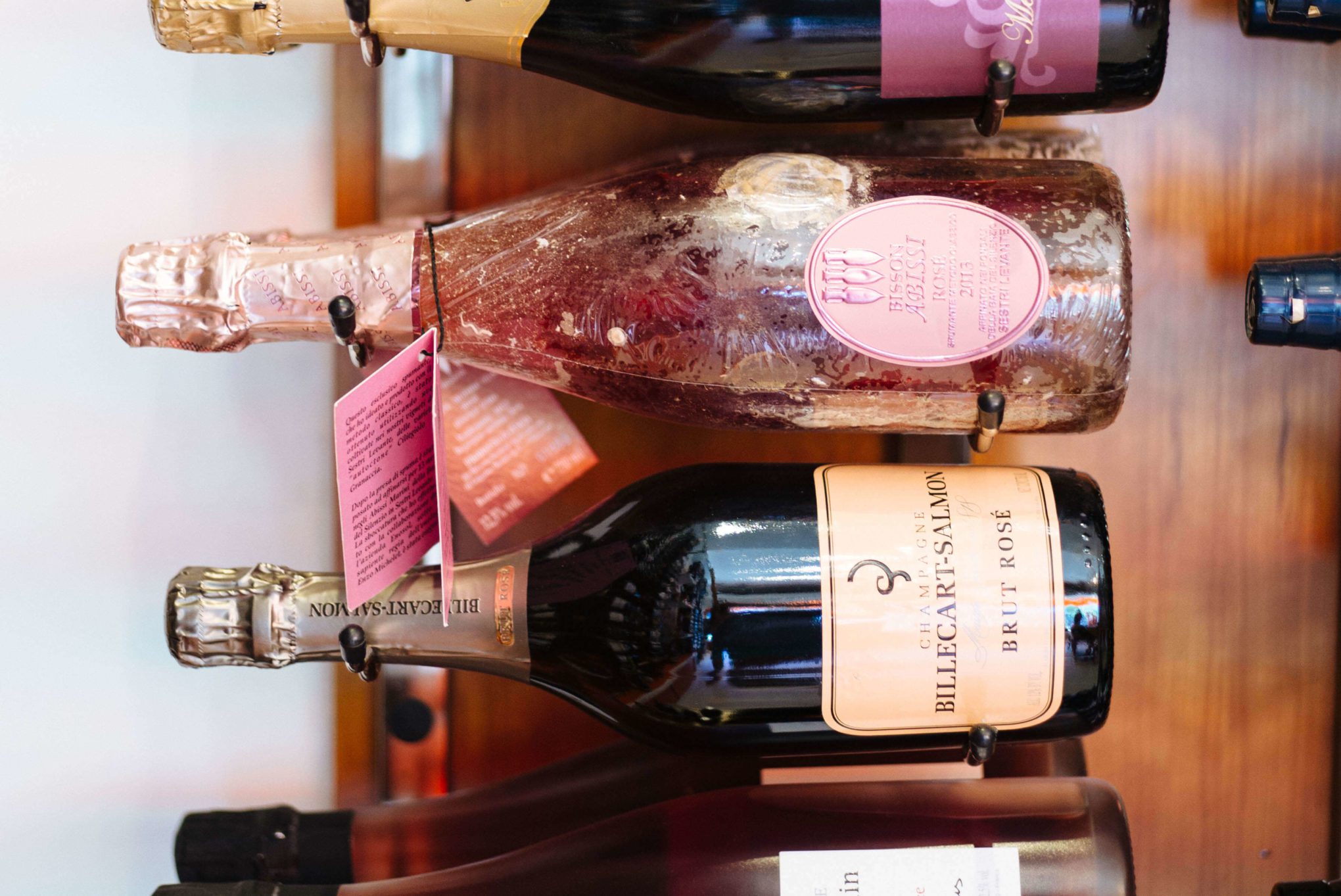 Pink bubbles at Biondivino Wine Shop in San Francisco