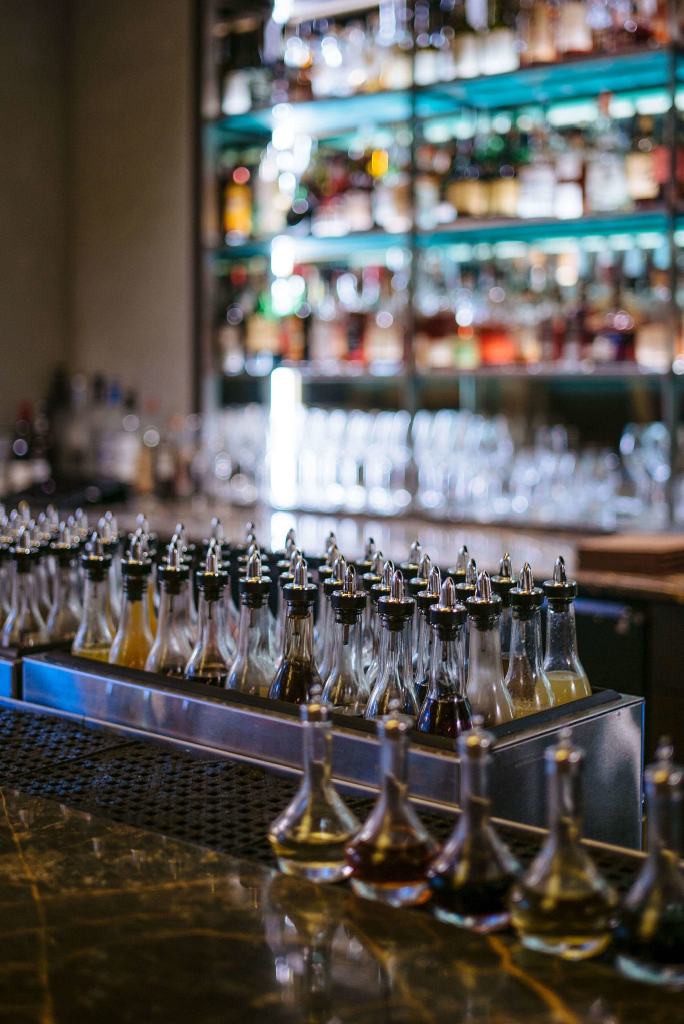 The bar at Eleven Madison Park in New York City has a new bar filled with all of the syrups, shrubs, and liquors needed for amazing cocktails, The Taste Edit