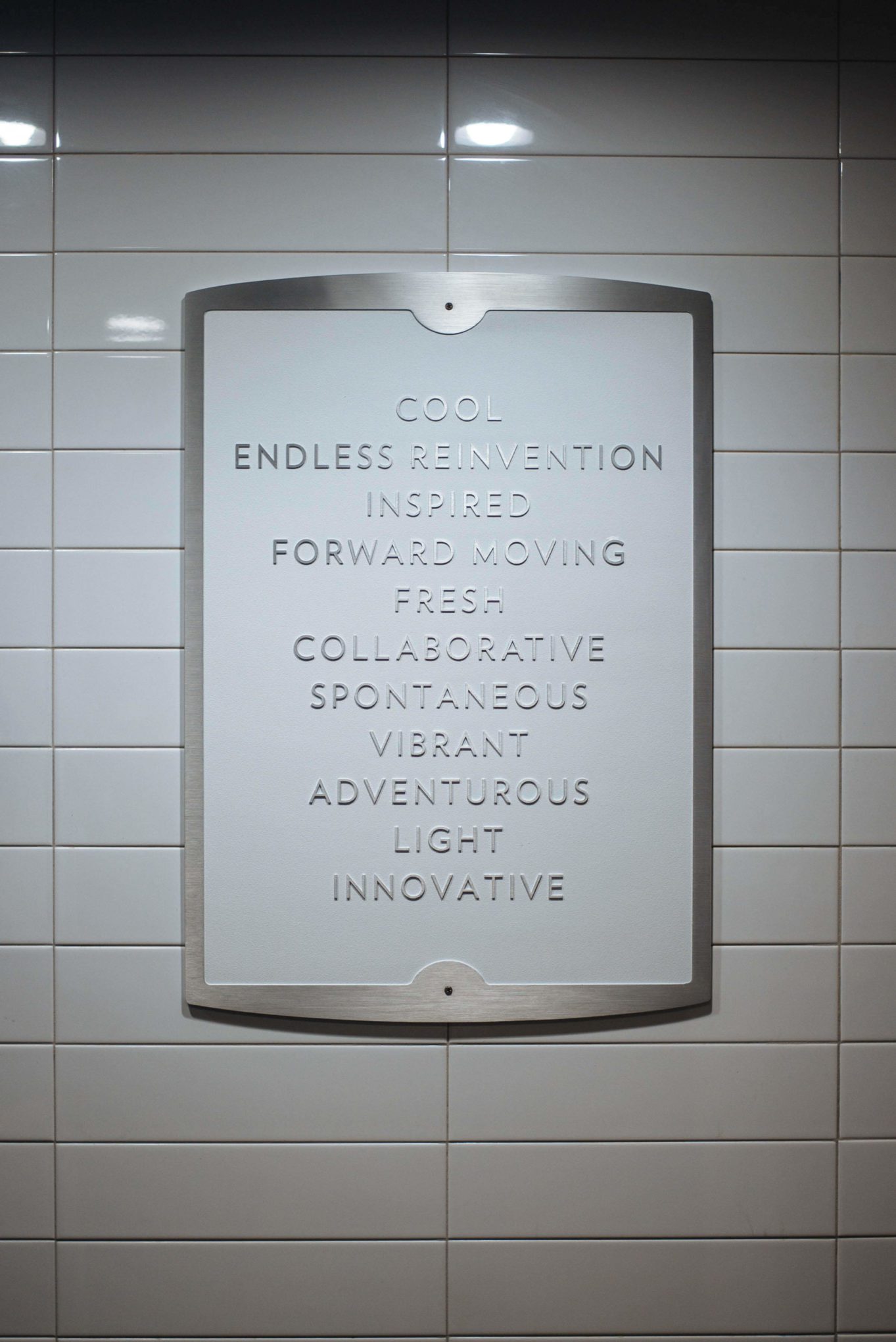 The plaque in the kitchen of Eleven Madison Park in New York City, learn more including recipes form them at thetasteedit.com