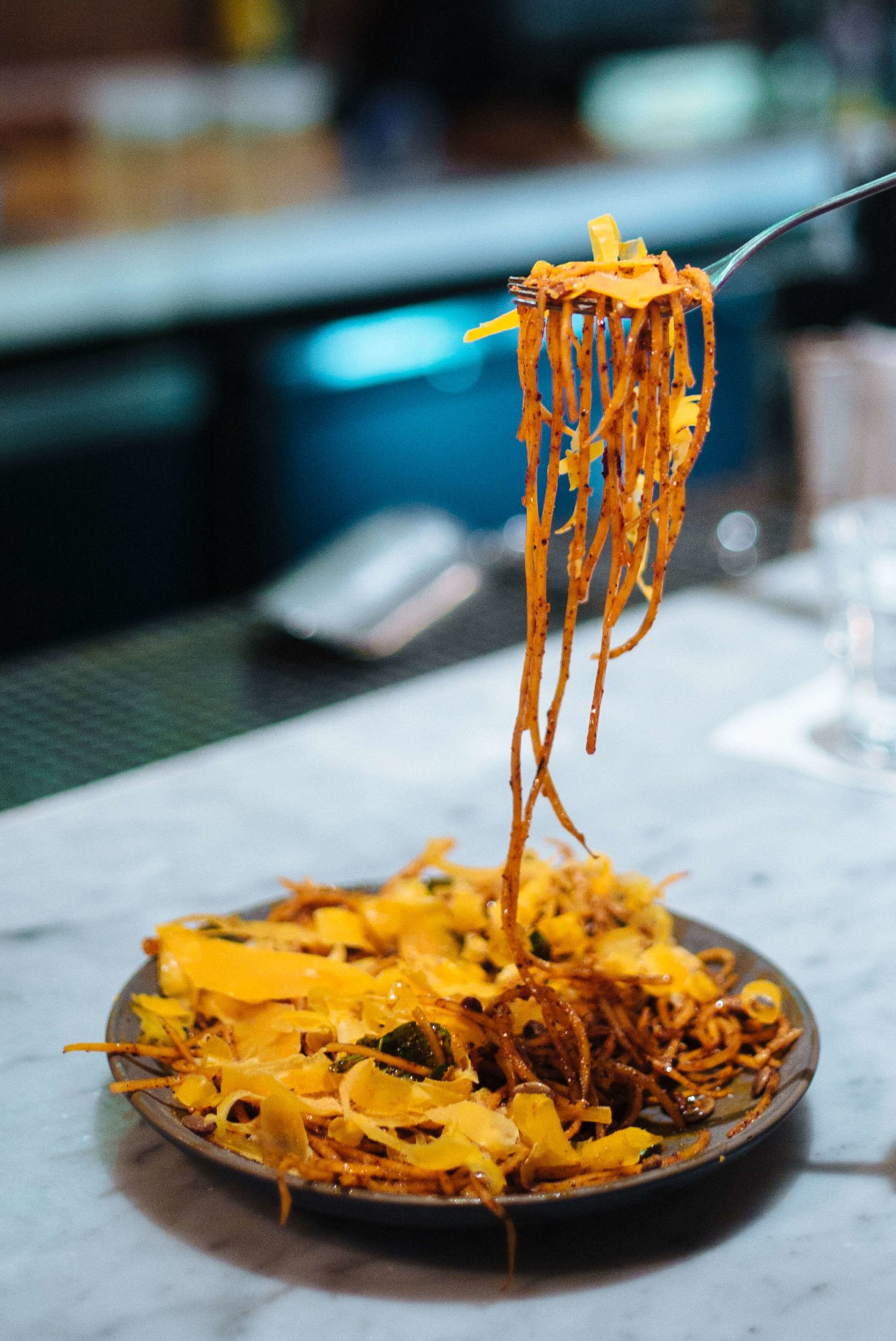 Try butternut squash with petit and mimolette - a spiraled cold dish at Rolf and Daughters in Nashville see more from TheTasteSF