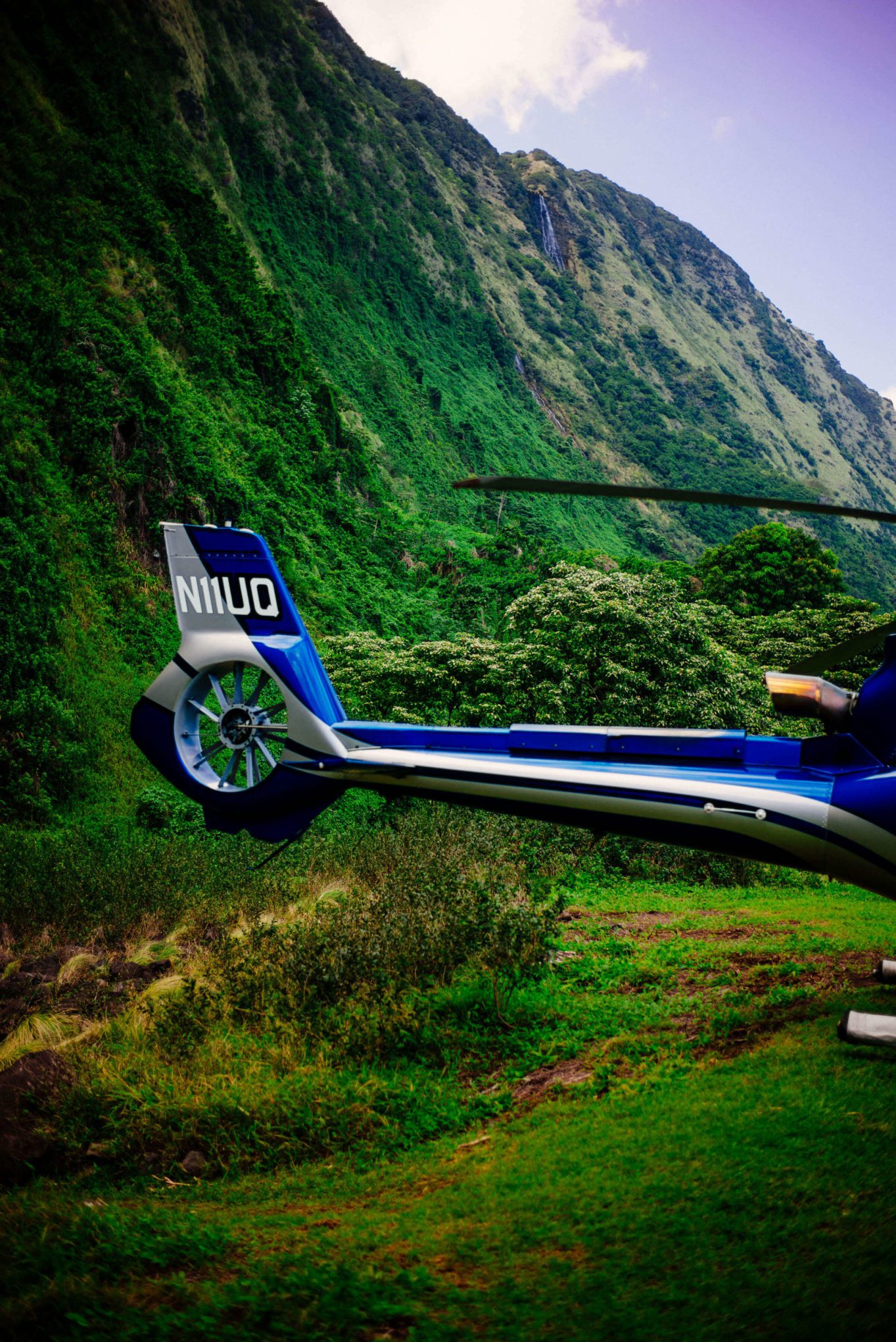 Stopping at the waterfall on Helicopter Ride in Hawaii Kona, The Taste Edit